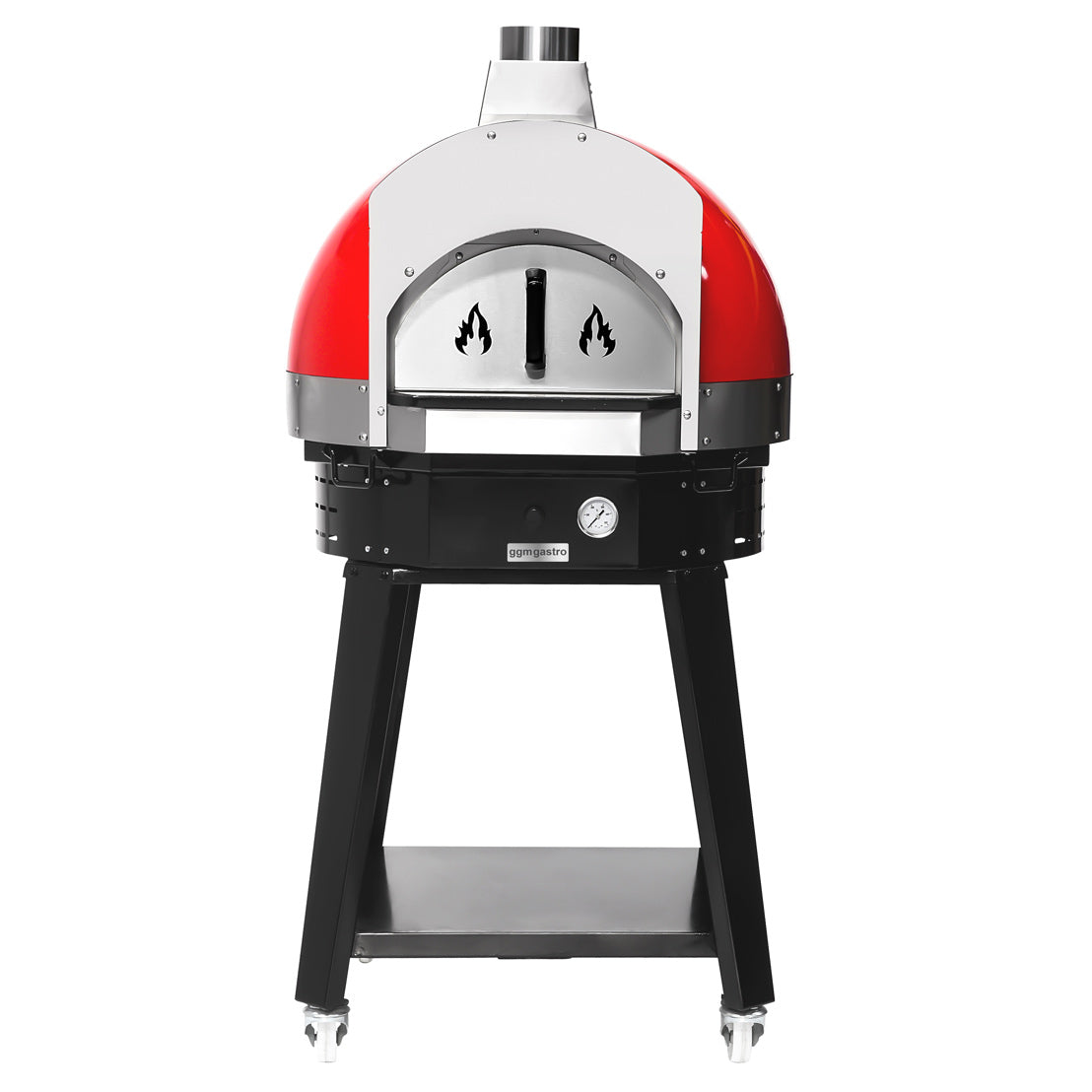 Wooden pizza oven red - with base - height: 0.77 m