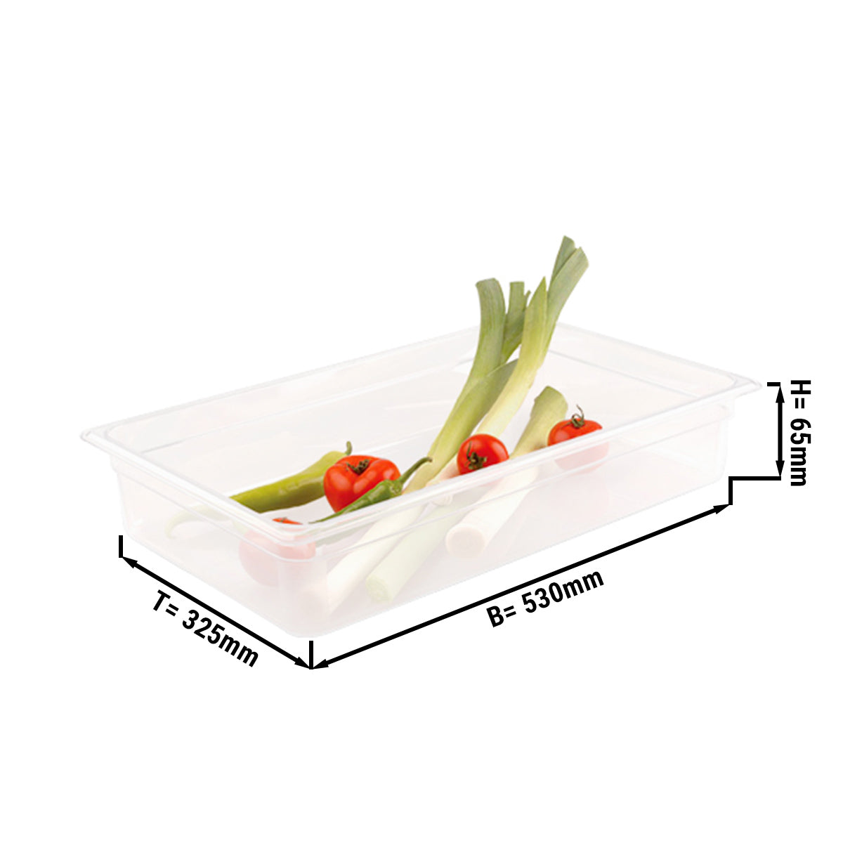 Polypropylene container GN 1/1 - milk - height 65 mm