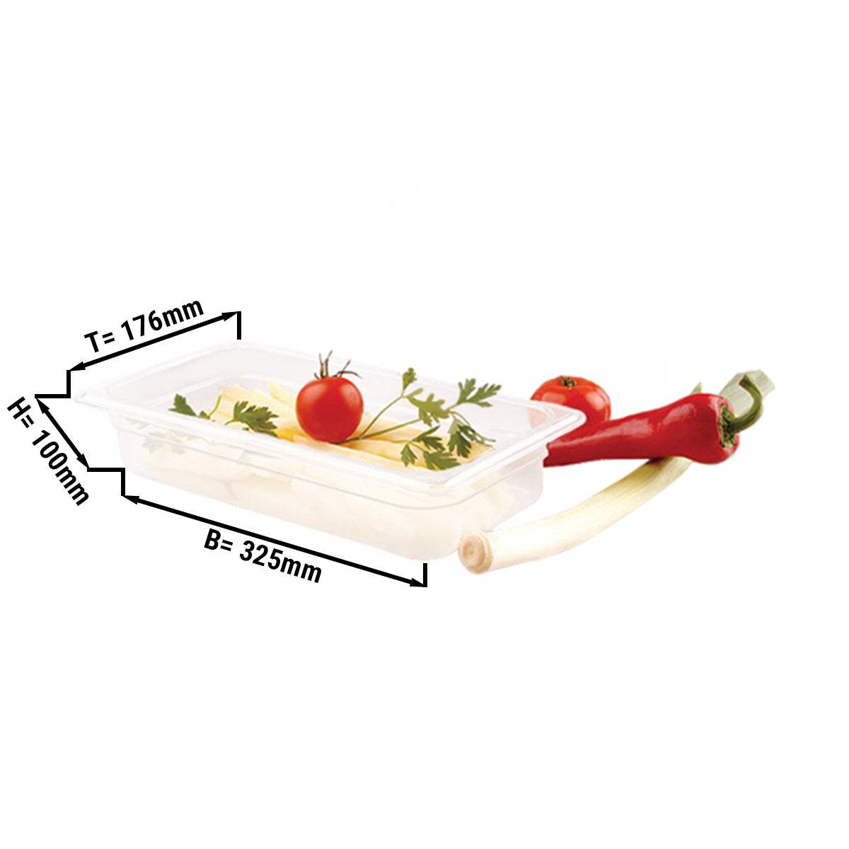 Polypropylene container GN 1/3 - milk - height 100 mm