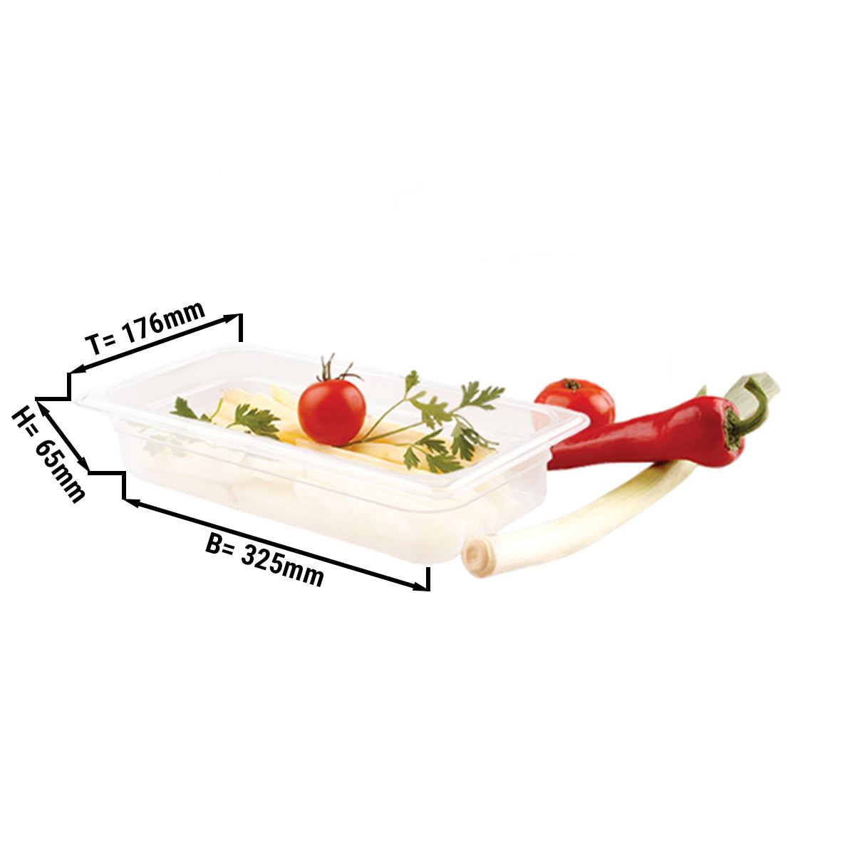 Polypropylene container GN 1/3 - milk - height 65 mm