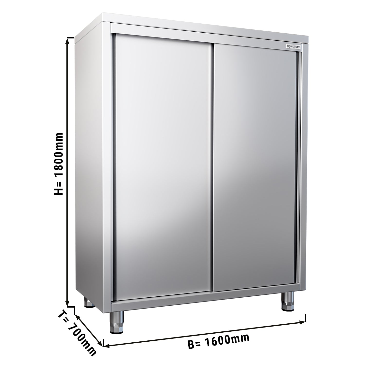 Dish cabinet PREMIUM - 1.6 m - with 2 sliding doors - height: 1.8 m