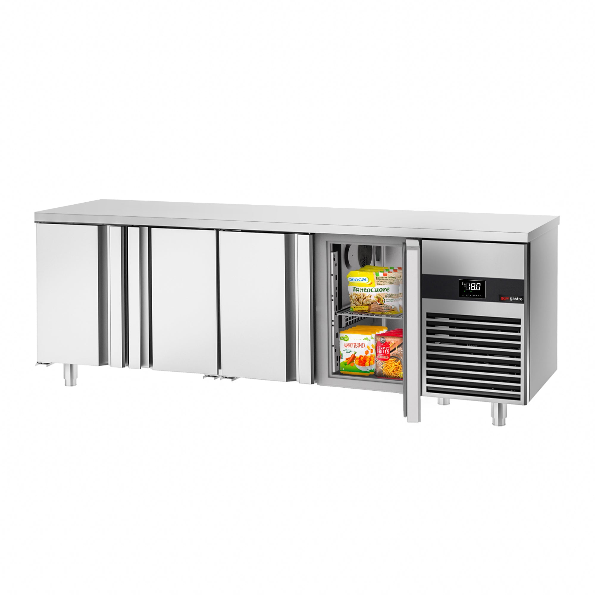 Freezer table PREMIUM - 2.3 x 0.7 m - with 4 doors