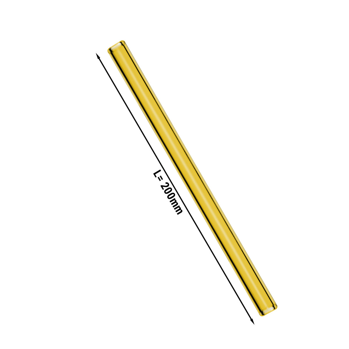 (50 броя) Стъклени сламки в жълто - 20 см - прави - вкл. Найлонова четка за почистване