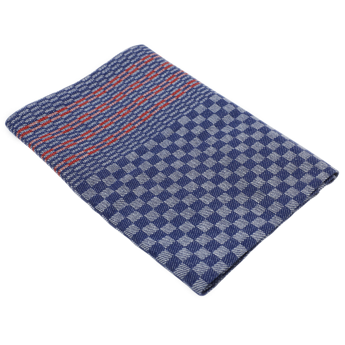 (10 pieces) Towel 50% linen - 50 x 100 cm - blue squares with red stripes