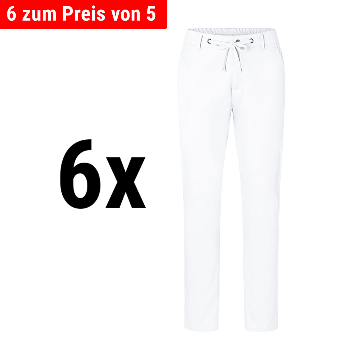 (6 pieces) Karlowsky - men's trousers modern-stretch - white - size: 46