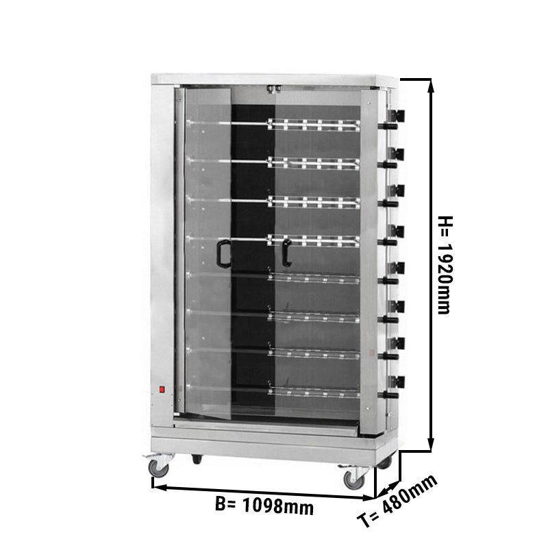 Glass ceramic electric chicken grill with 8 skewers for 48 chickens