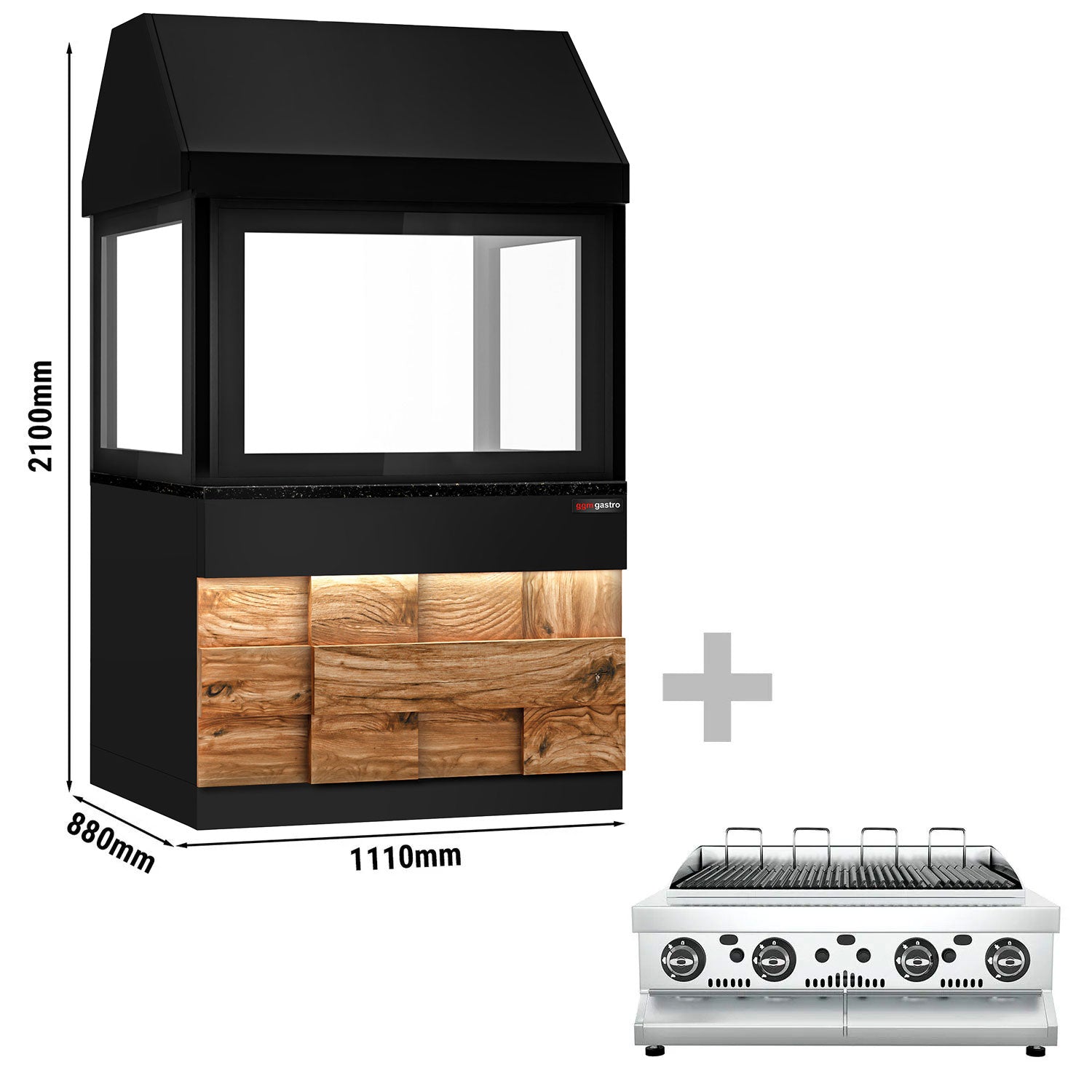 Gas grill with glass - 1.1 m