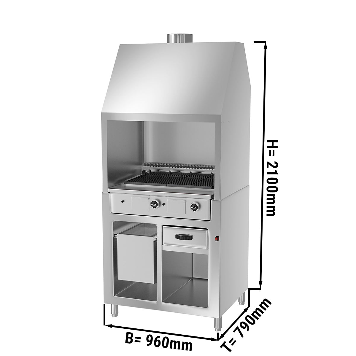 Stainless steel gas grill 1.0 m