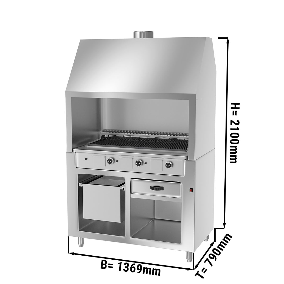 Stainless steel gas grill 1.4 m