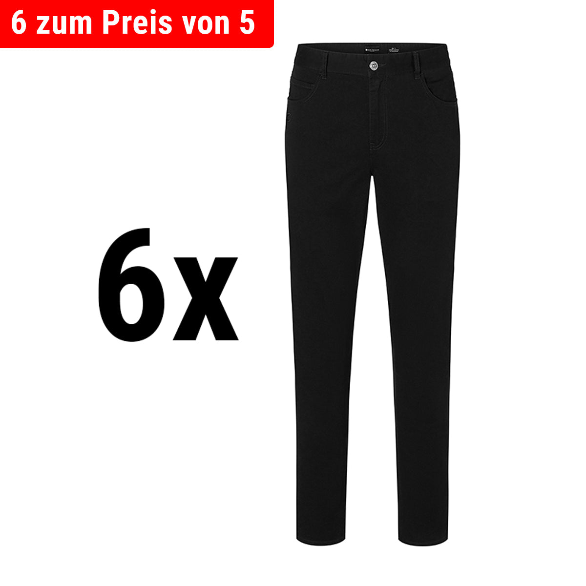 (6 pieces) Karlowsky - men's 5-pocket trousers - black - size: 46