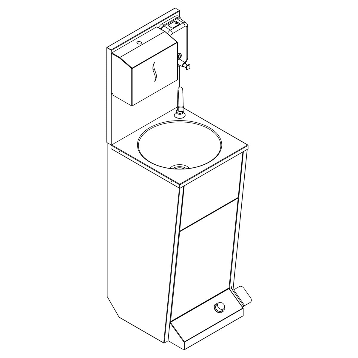 Hand wash basin 40 x 40 cm with mixer tap (cold and hot water connection)