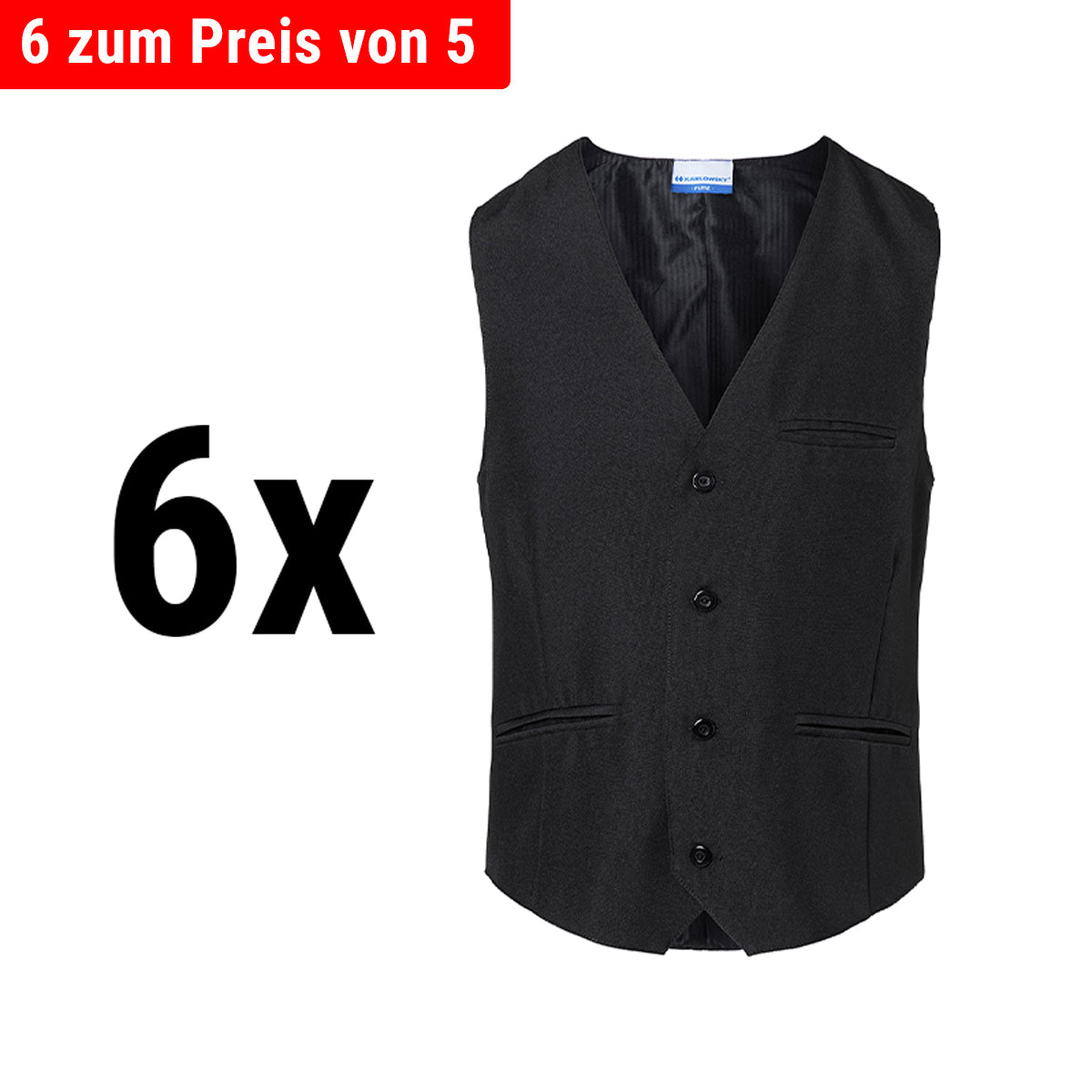 (6 pieces) Karlowsky - men's vest basic - black - size: S