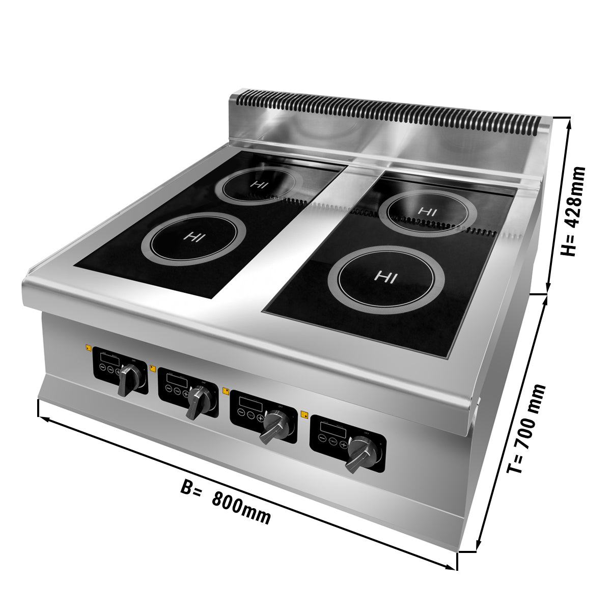 Induction stove - with 4 hotplates (4 x 3 kW)