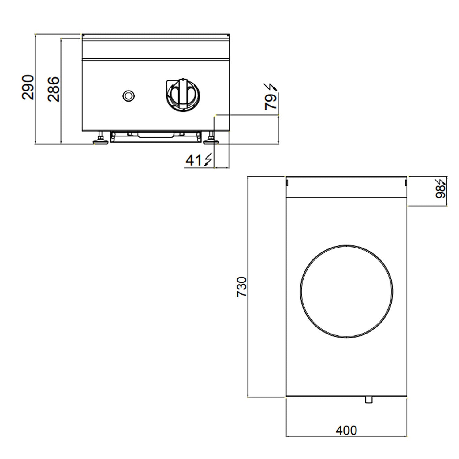 Induction wok - with 1 hotplate - Ø 300 mm (3.5 kW)