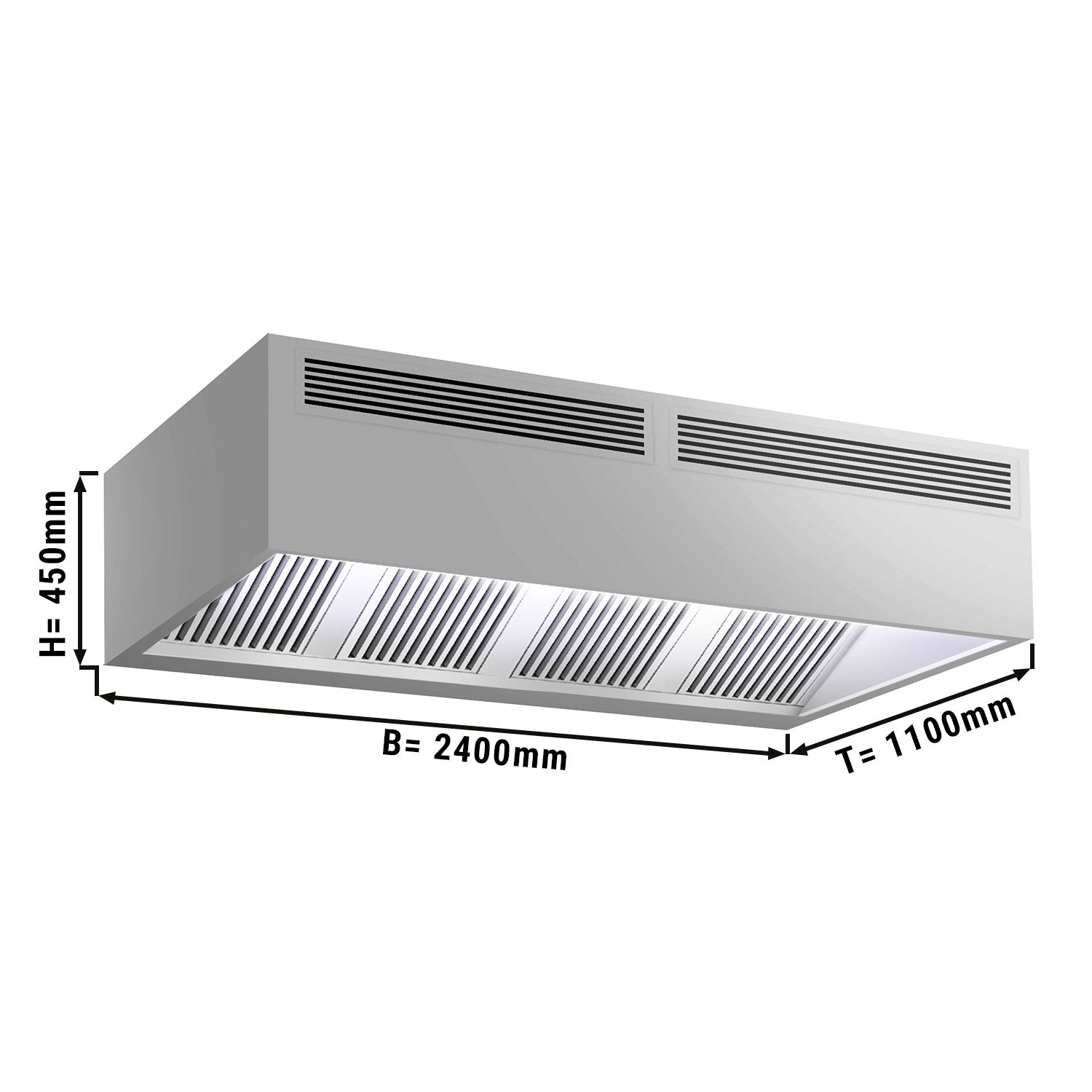 Induction box cover - 2.4 m - with filter and LED lamp