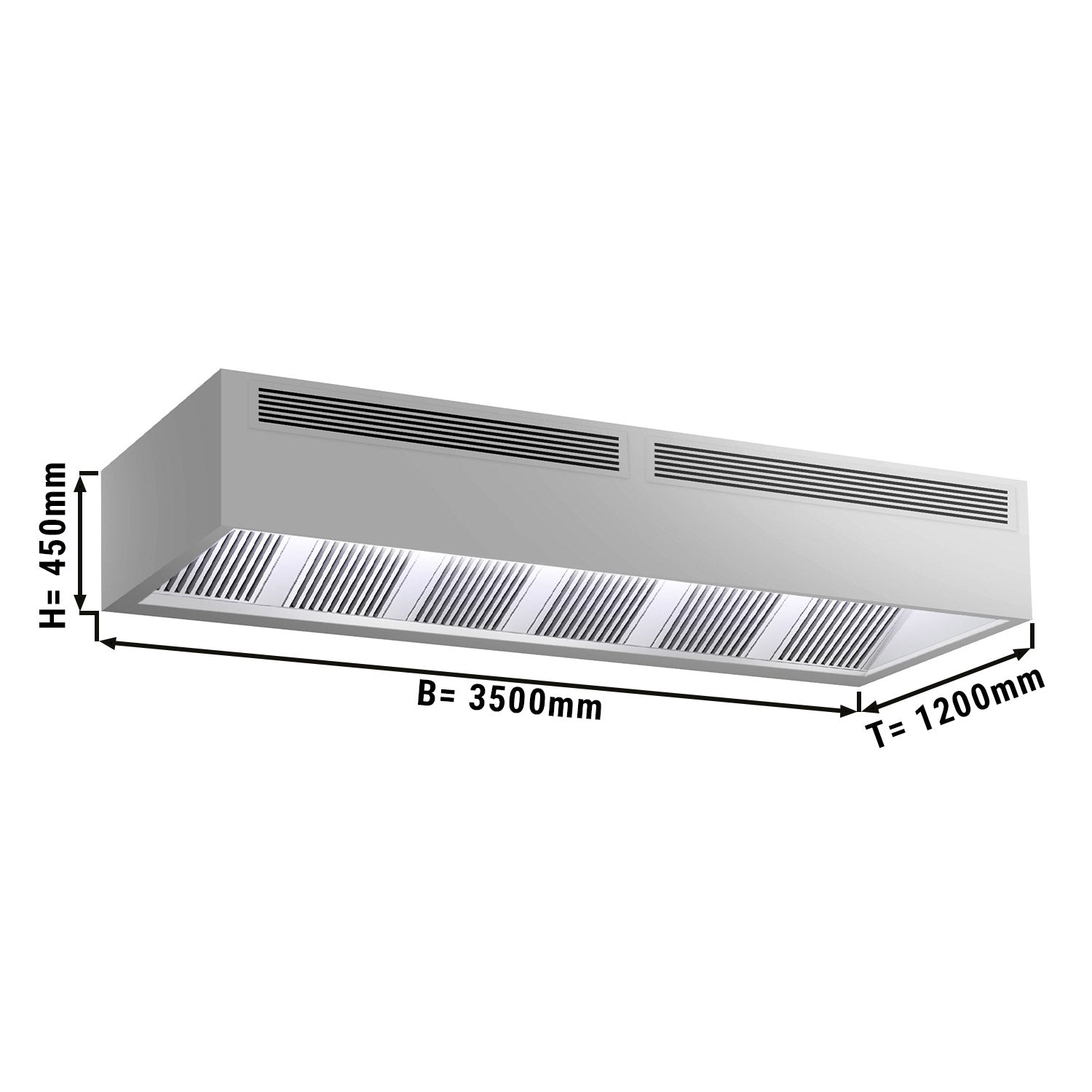 Induction box cover - 3.5 m - with filter and LED lamp