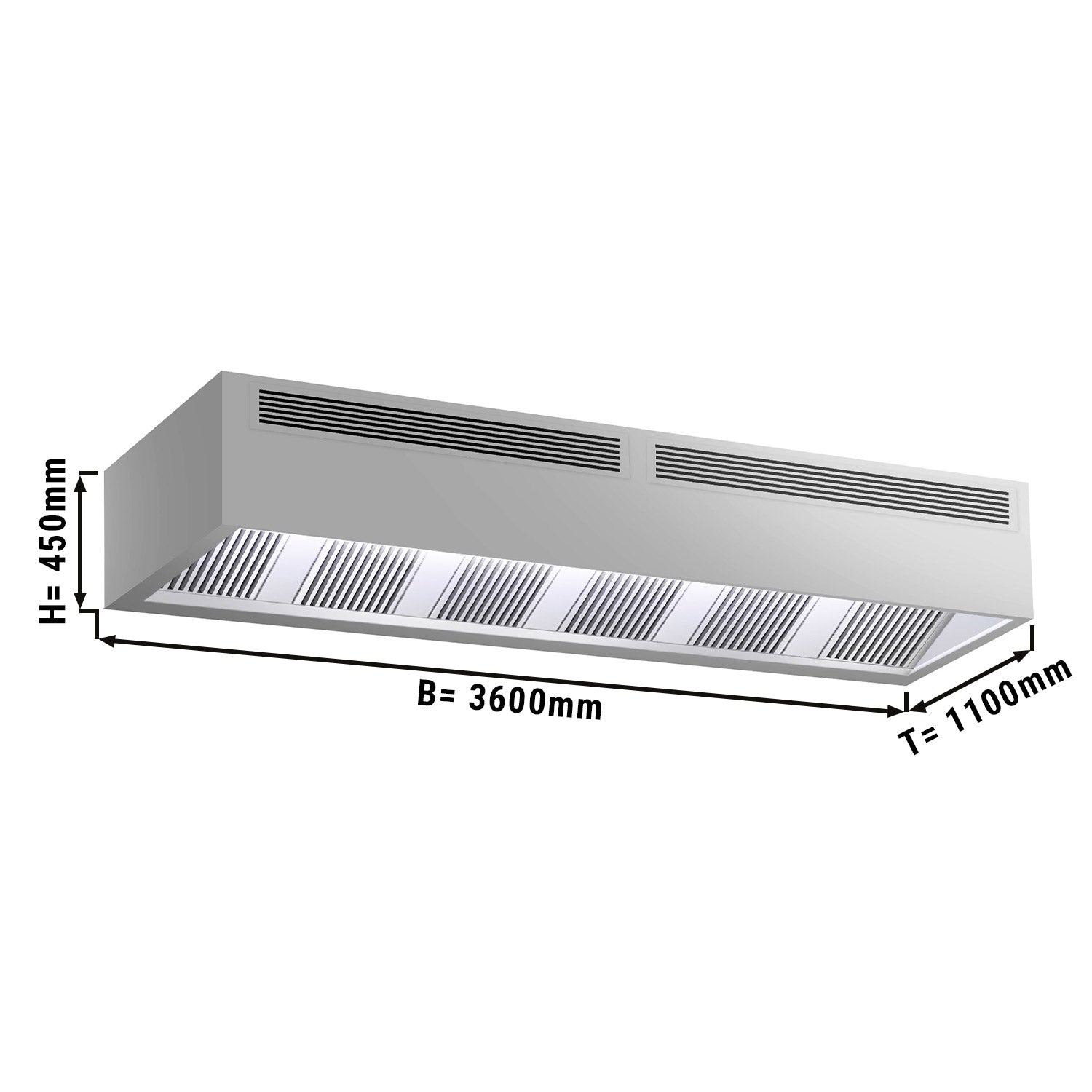 Капак на индукционна кутия - 3,6 м - с филтър и LED лампа