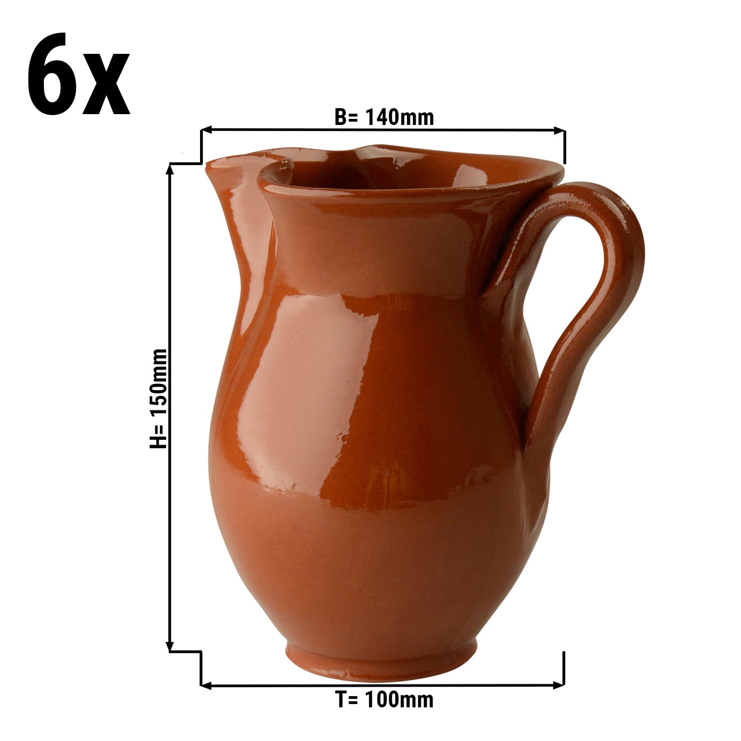 (6 pieces) CLASSICO - Tapas jug - 500 ml - Brown