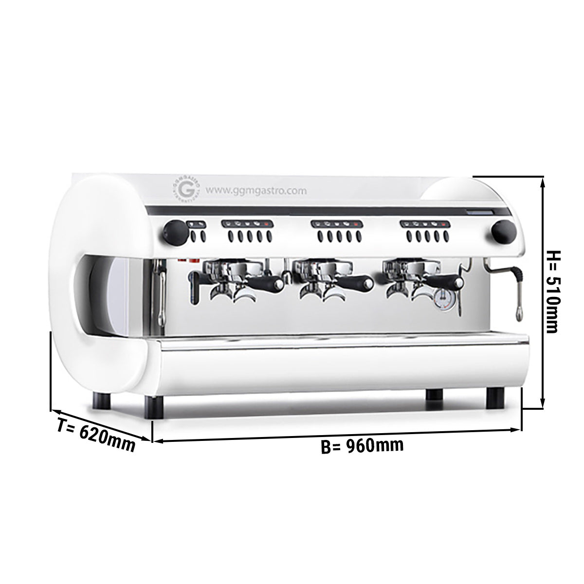 Espresso coffee machine from 3 groups / in white