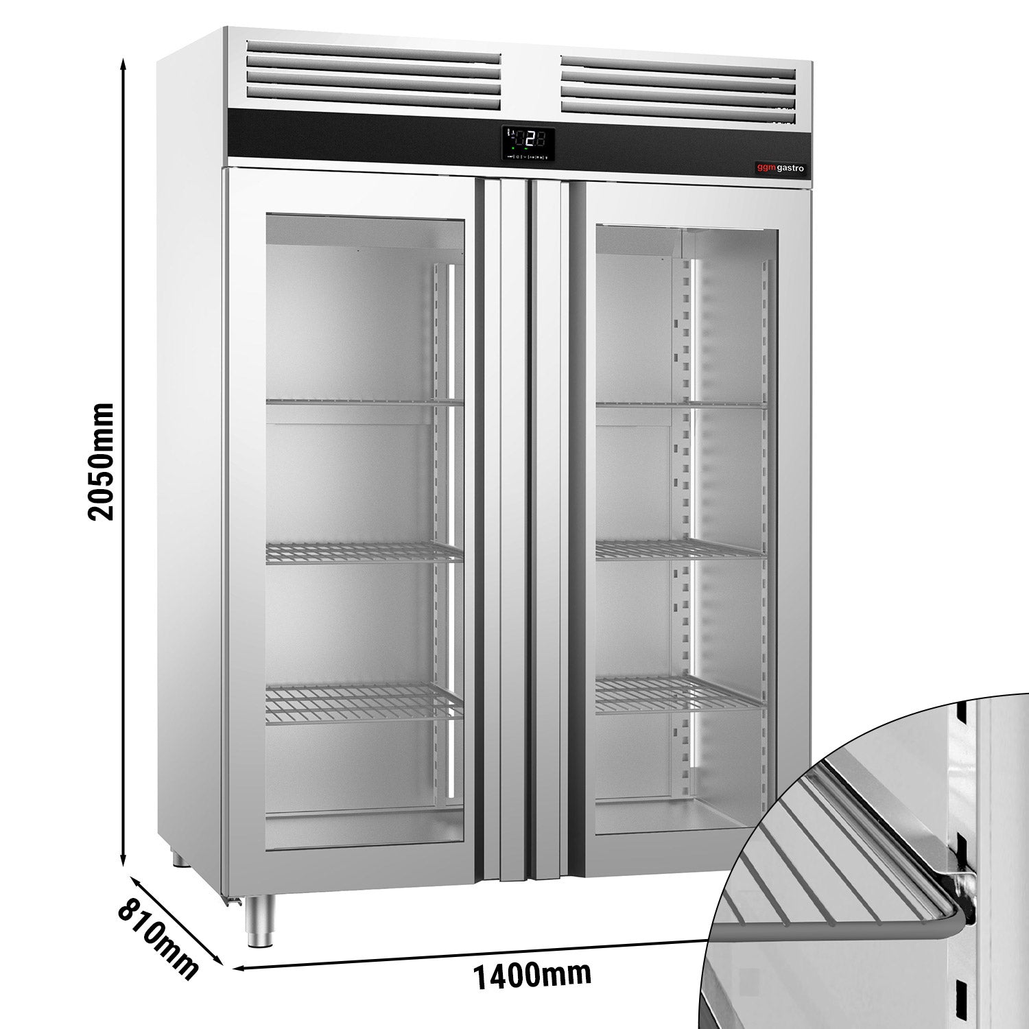 Хладилник - 1,4 х 0,81 м - с 2 стъклени врати