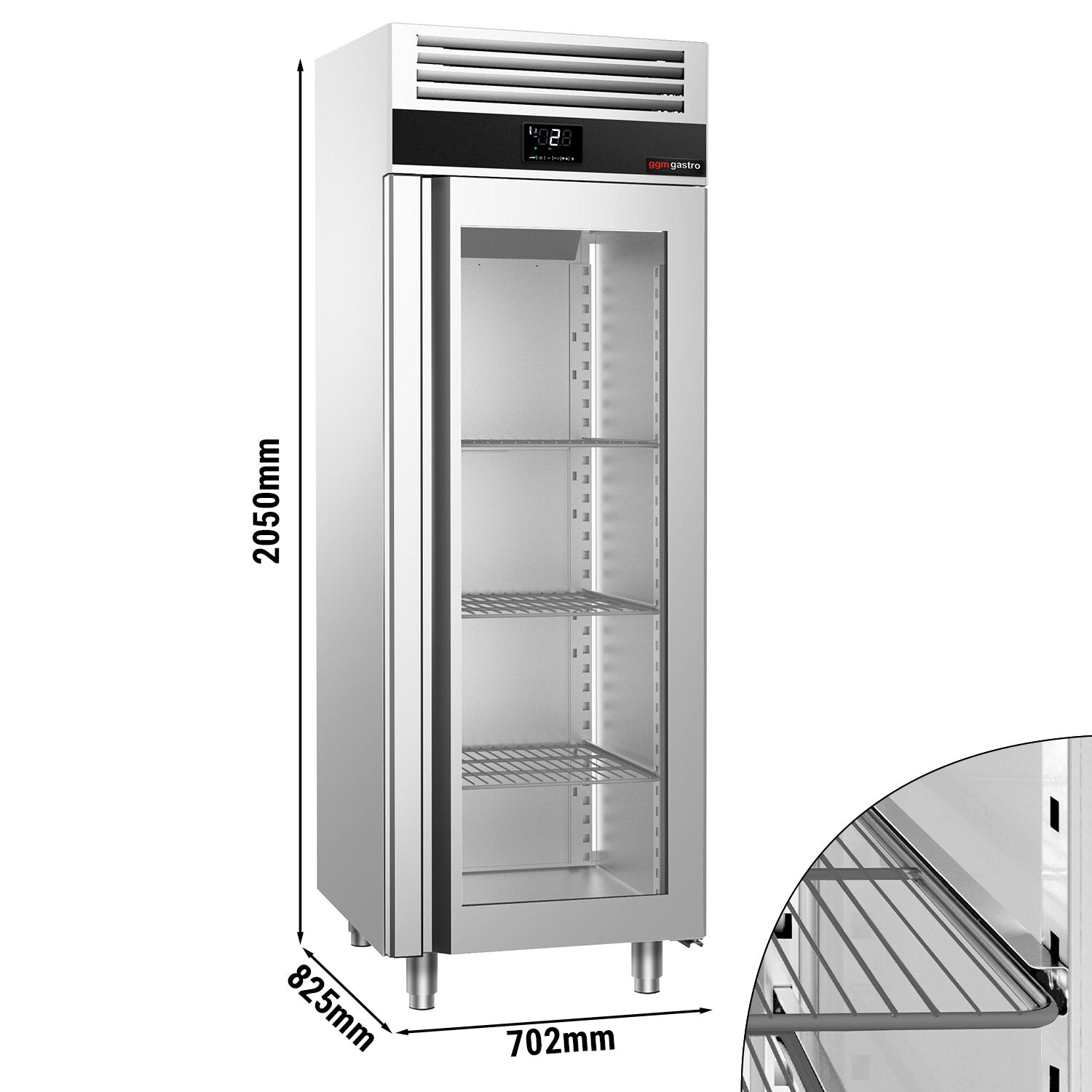 Refrigerator - 0.7 x 0.81 m - with 1 glass door