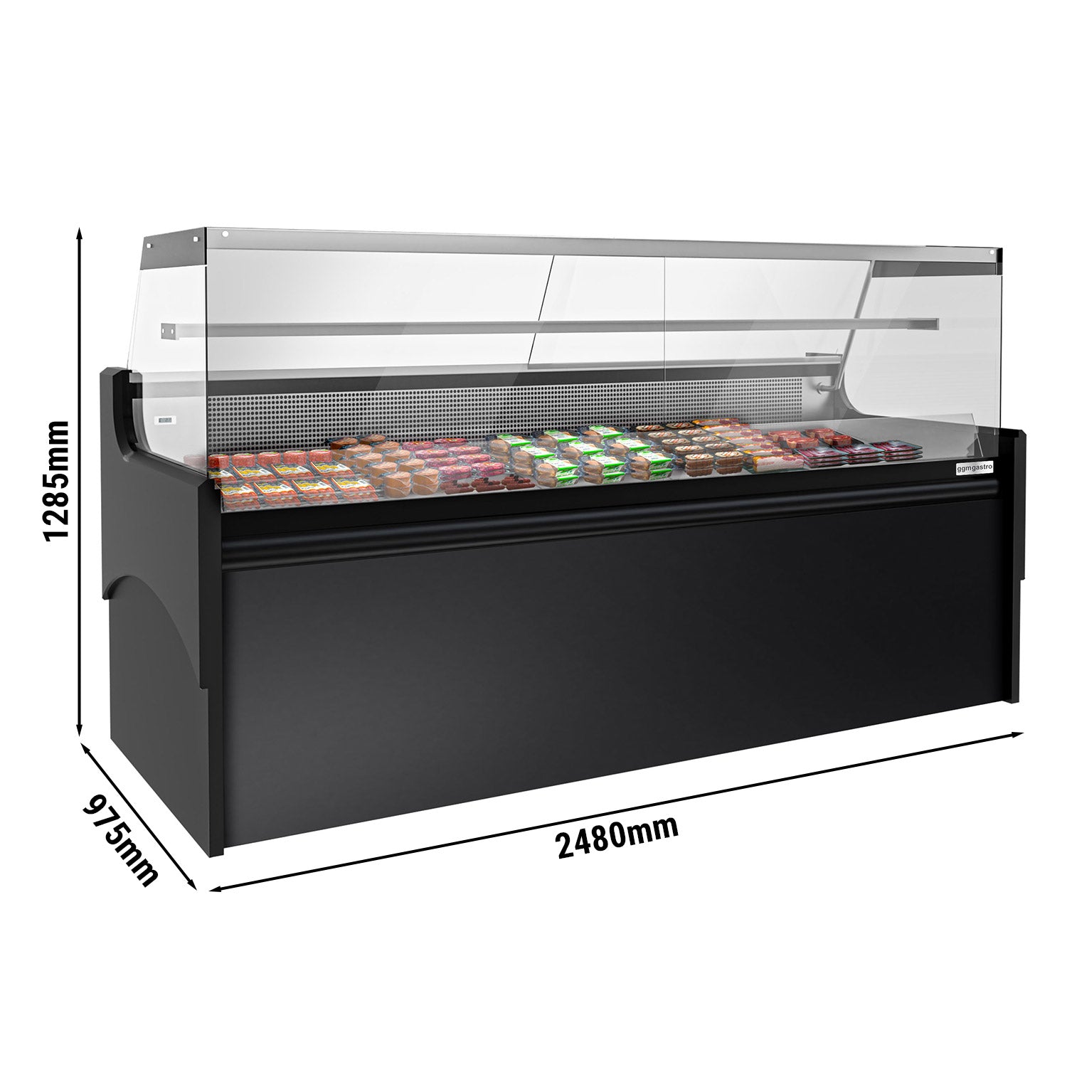 Хладилни витрини - 2,48 м - 200 литра - Черно