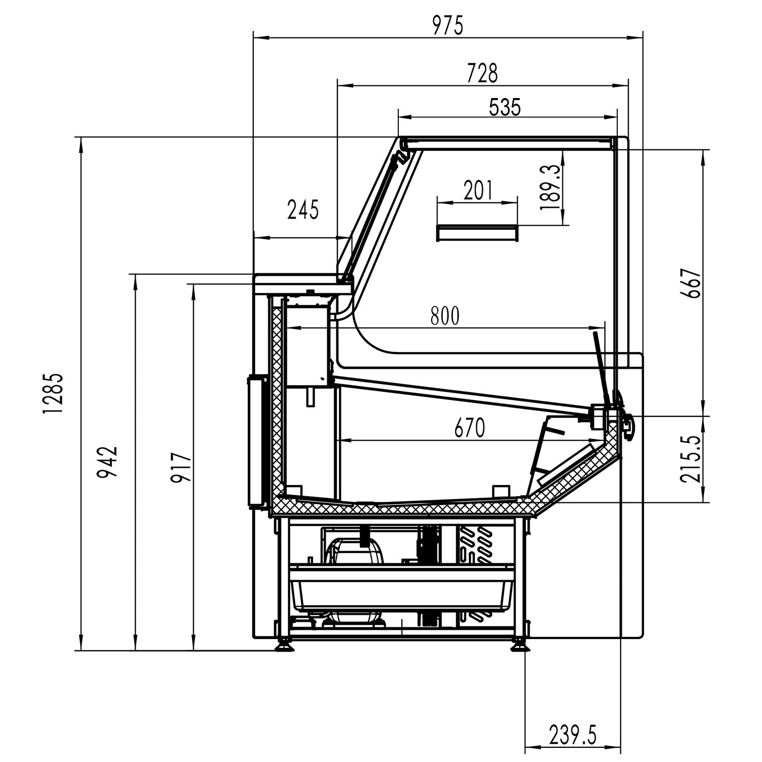 Refrigerated showcases - 1.28 m - 120 liters - Black