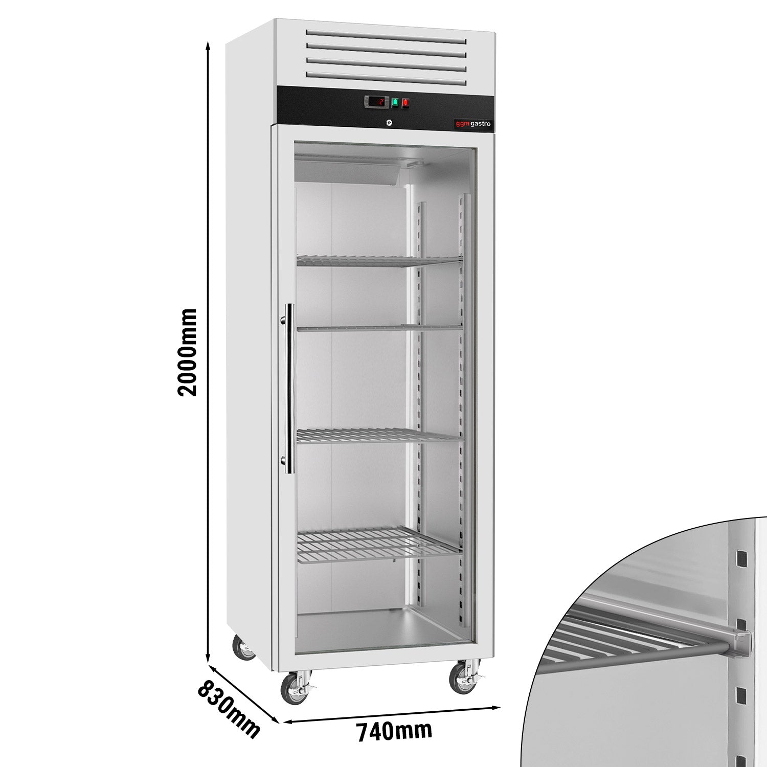 Refrigerator PREMIUM - 0.74 x 0.83 m - with 1 glass door