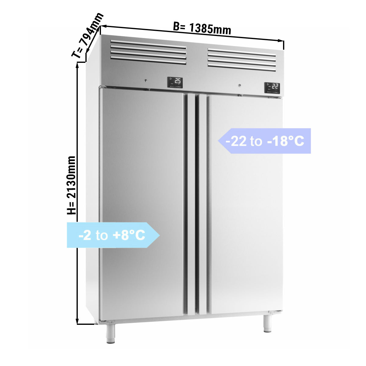 Хладилник и фризер (GN 2/1) - с 2 врати