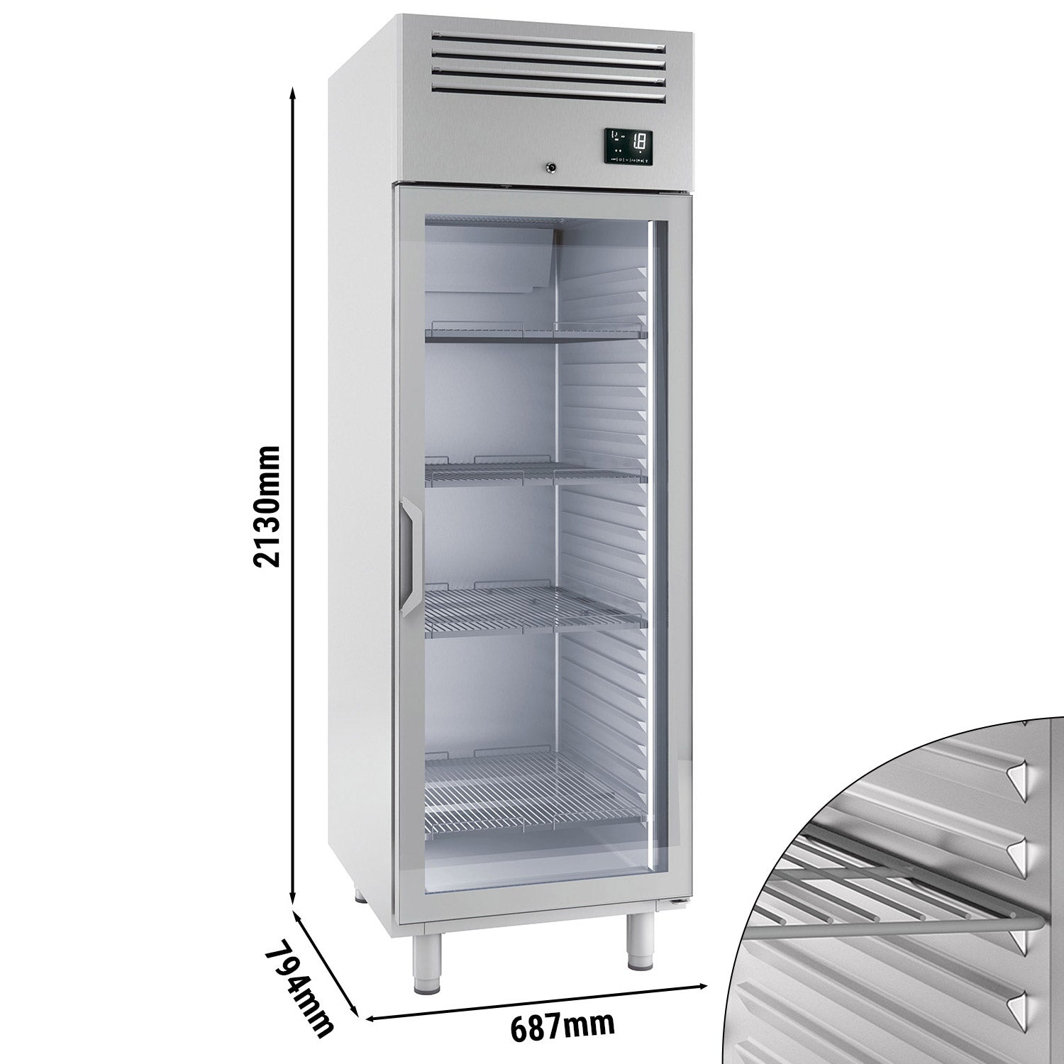 Хладилник (GN 2/1) - с 1 стъклена врата