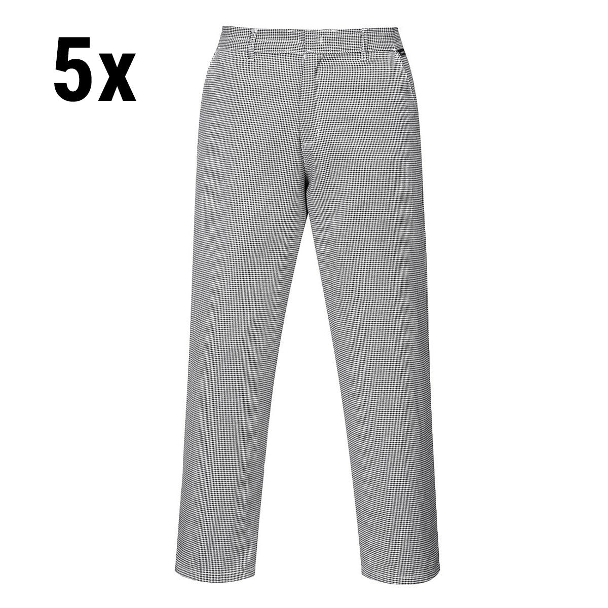 (5 pieces) Unisex Cooking Pants - Black / White - Size: S