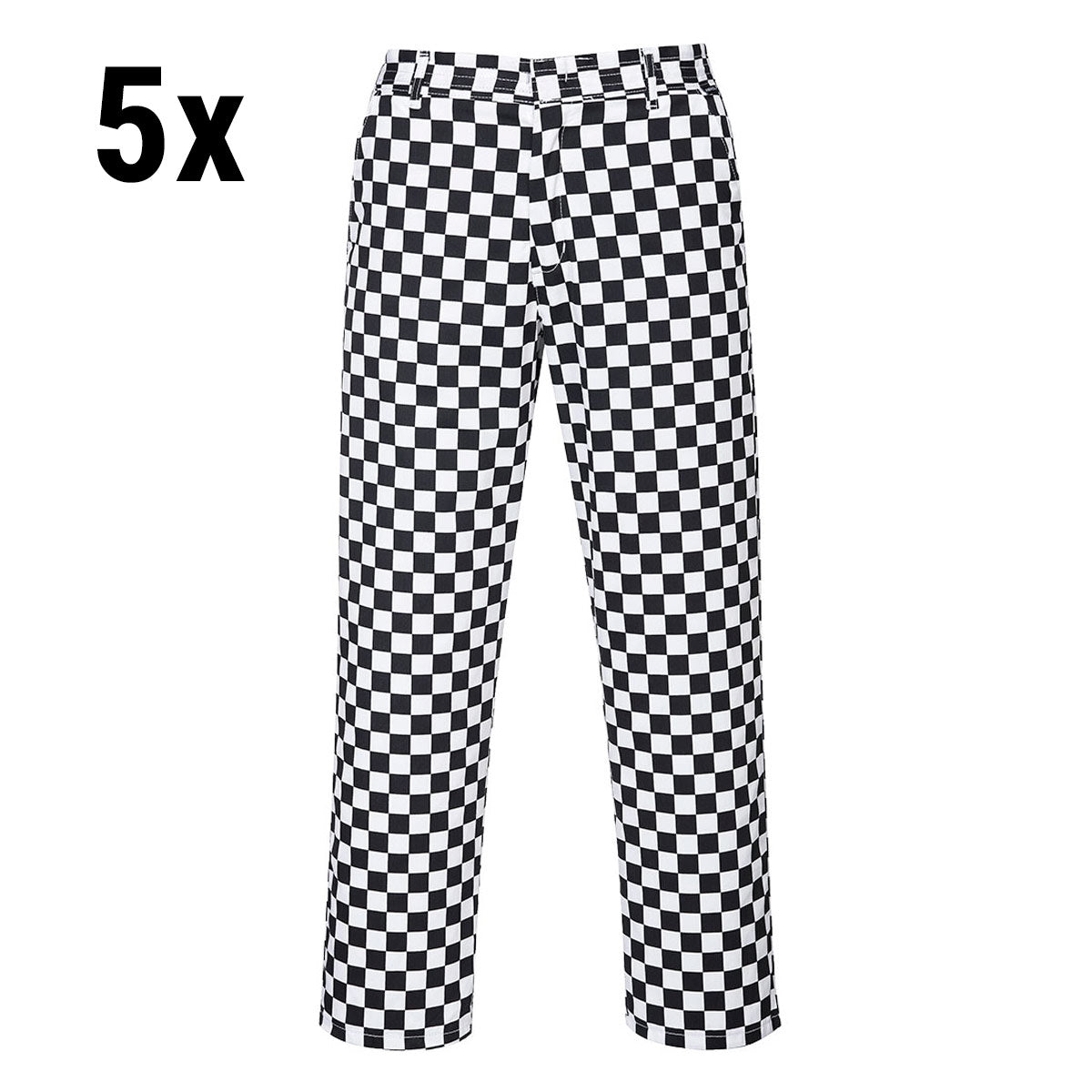 (5 pieces) Unisex Cooking Pants - Black / White - Size: S