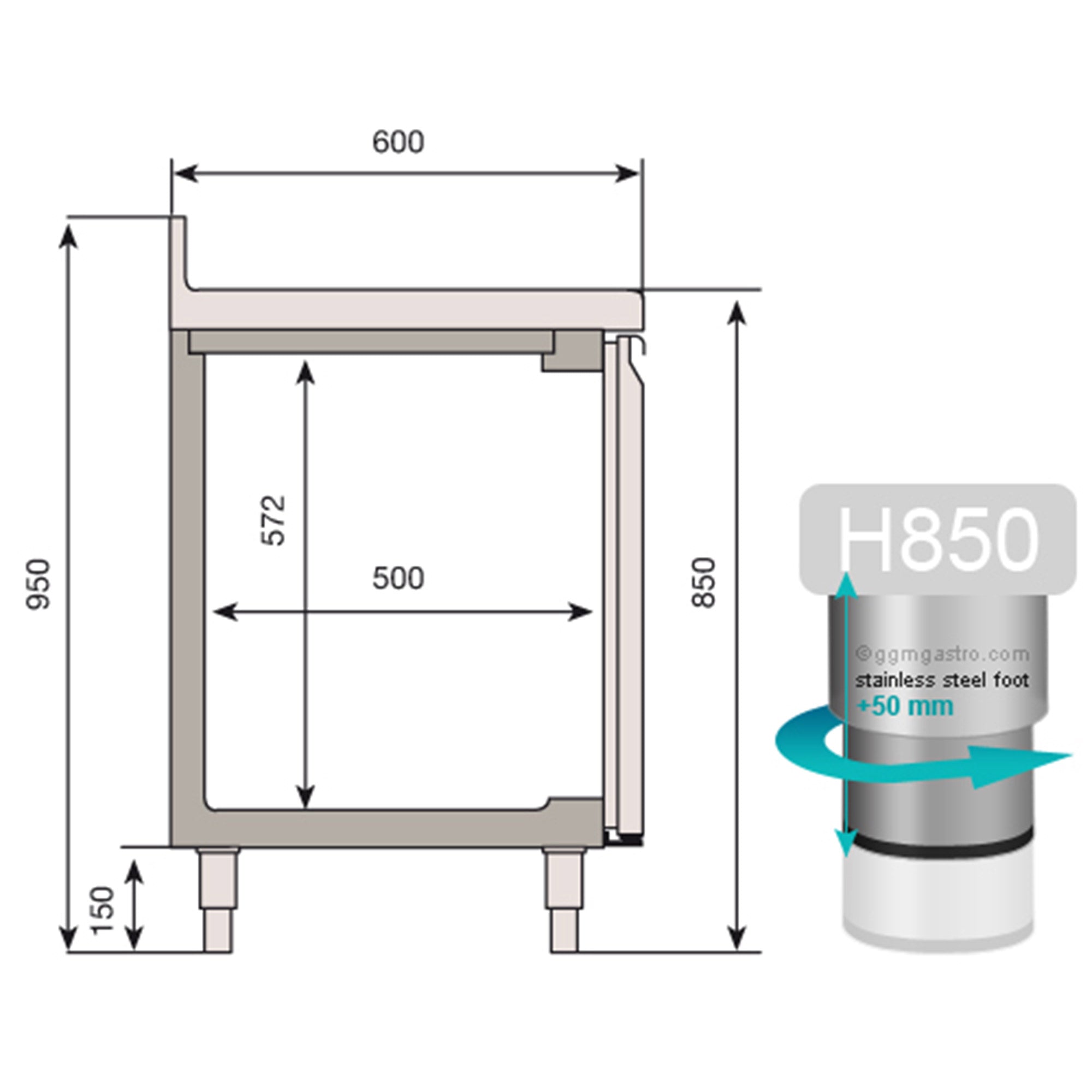 Freezer table - with 3 doors