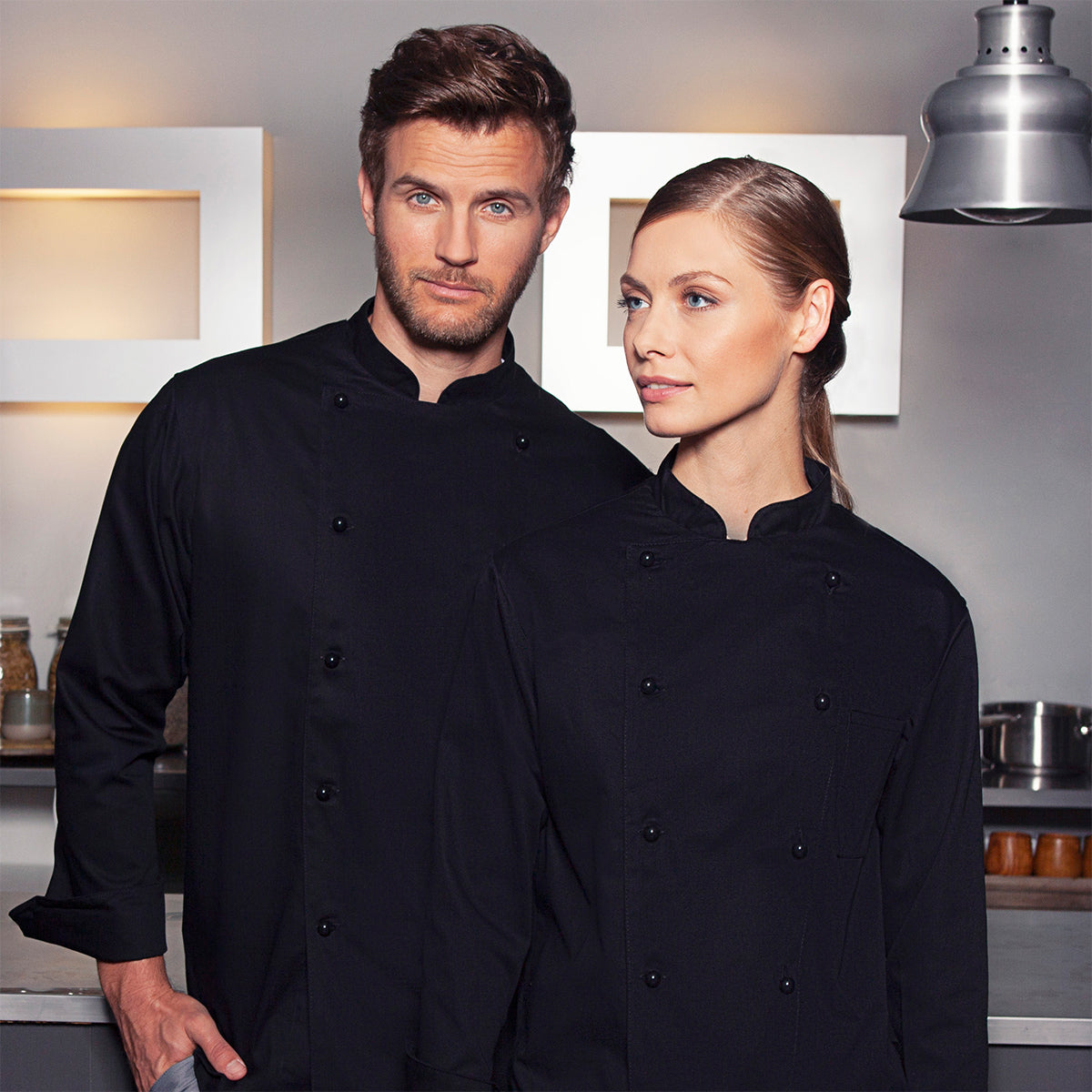 (6 pieces) Karlowsky Chef's Basic Jacket - Black - Size: XXL