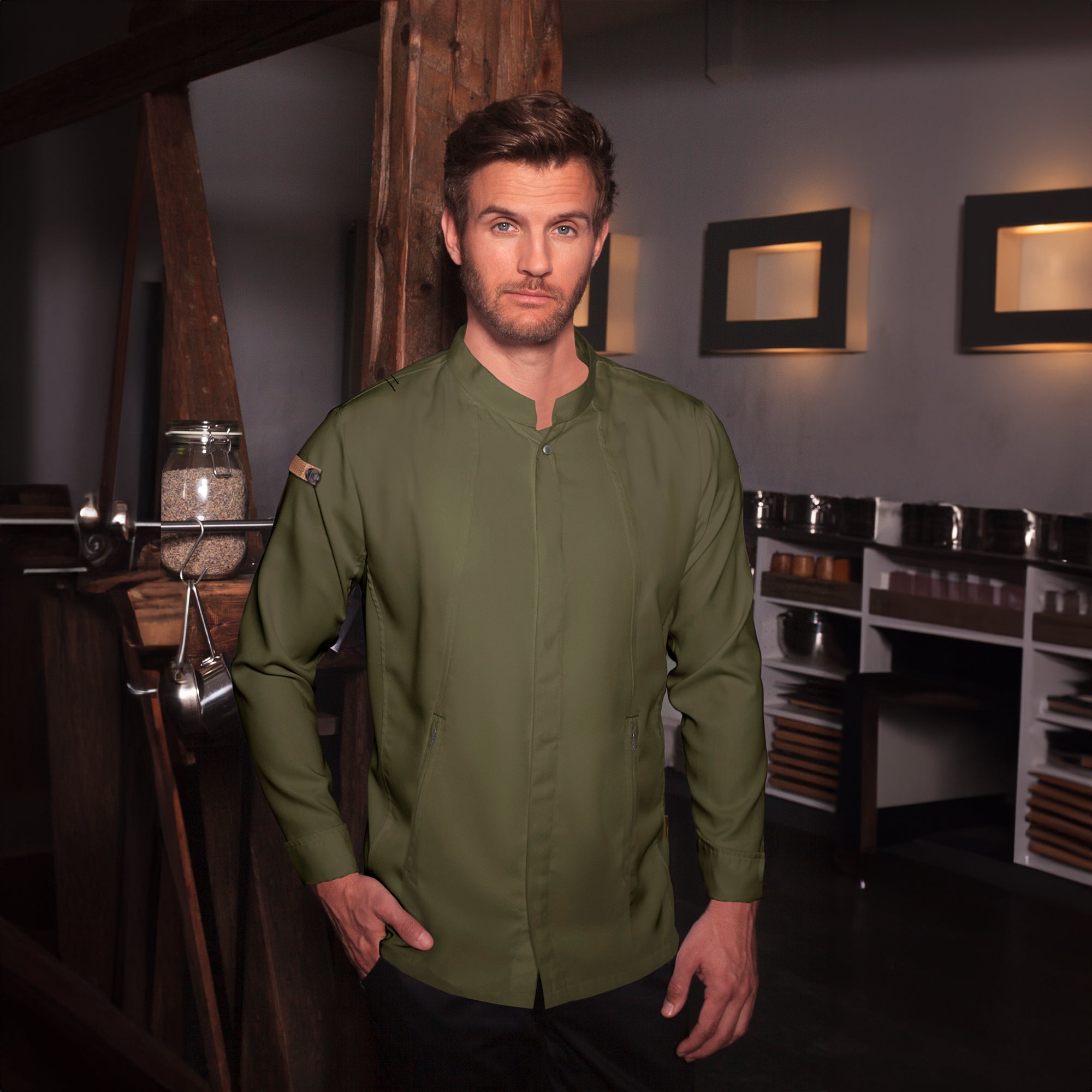 KARLOWSKY | Green-Generation chef jacket - green moss - size: 70