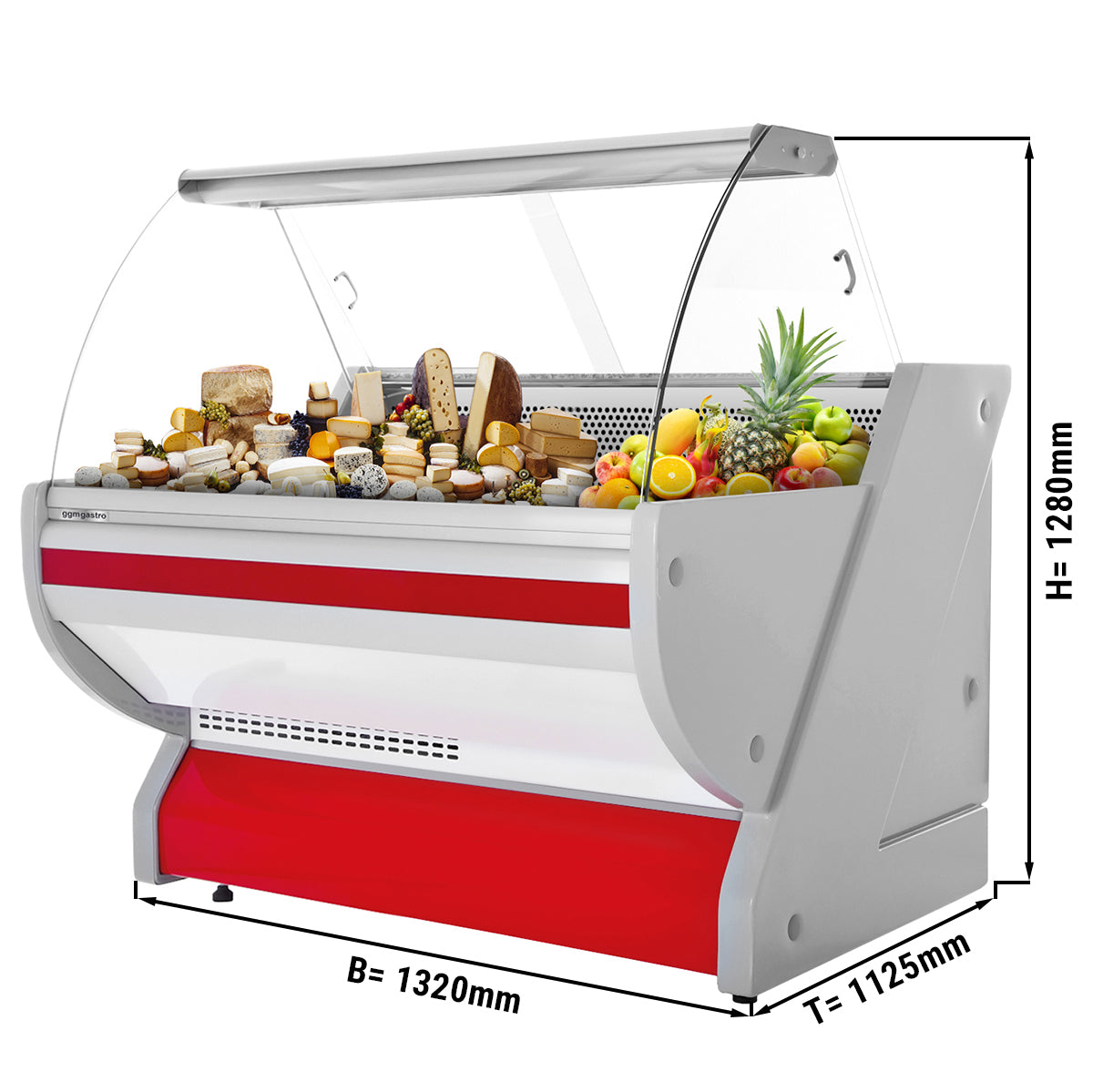 Refrigerated showcase RED - 1.3 x 1.15 m - 260 liters