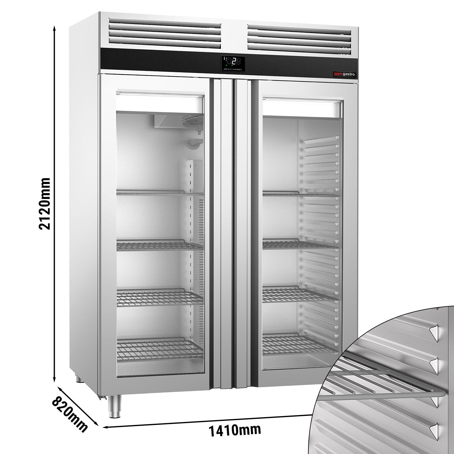 Хладилник - 1,41 х 0,81 м - 1400 литра - с 2 стъклени врати