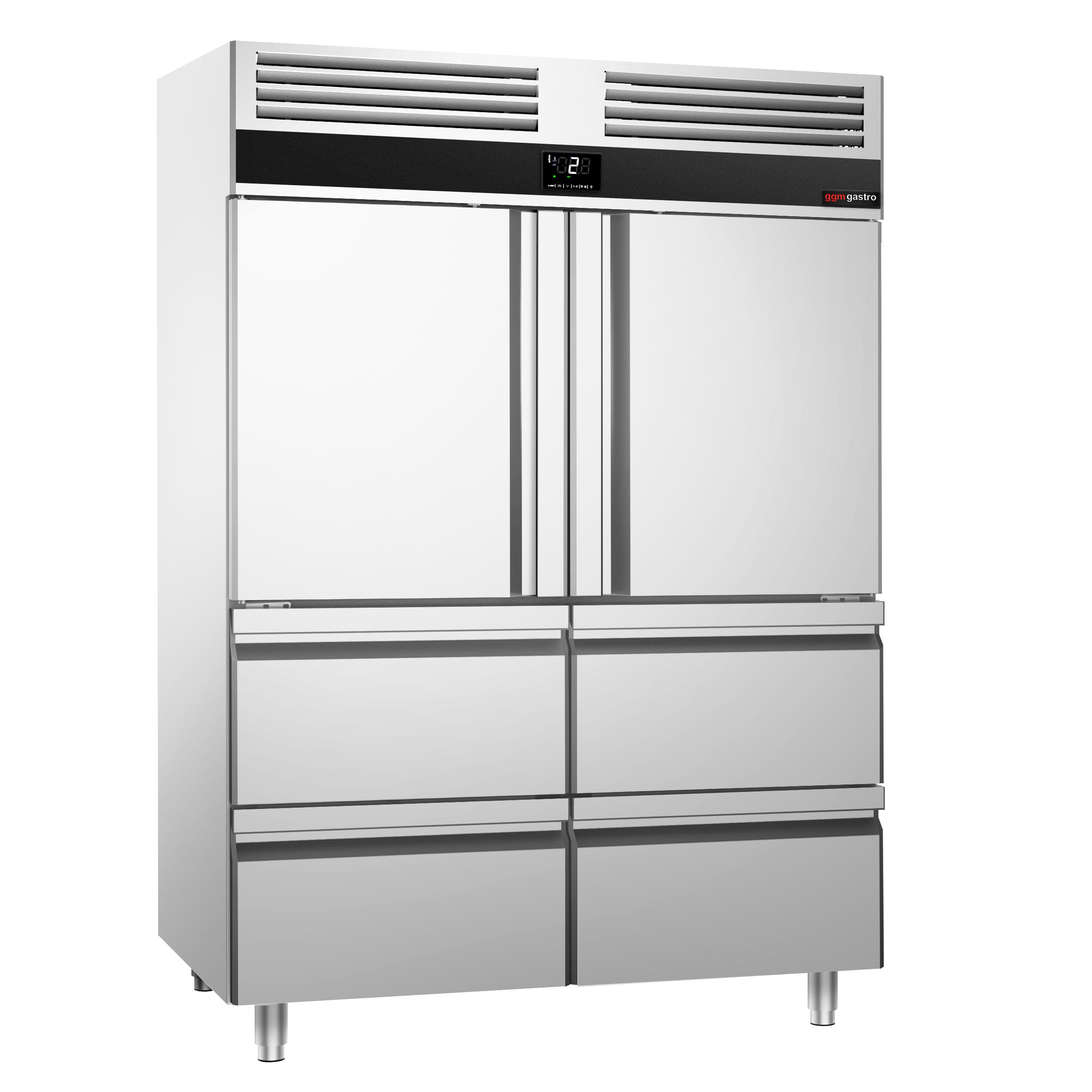 Refrigerator 1.4 x 0.81 m with 2 doors and 4 drawers 1/2 stainless steel