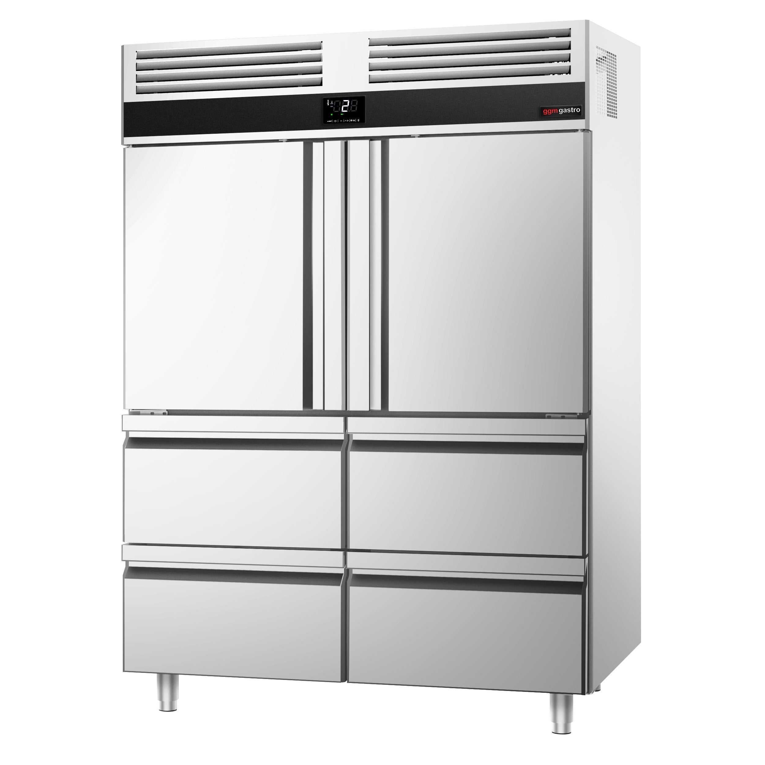 Refrigerator 1.4 x 0.81 m with 2 doors and 4 drawers 1/2 stainless steel