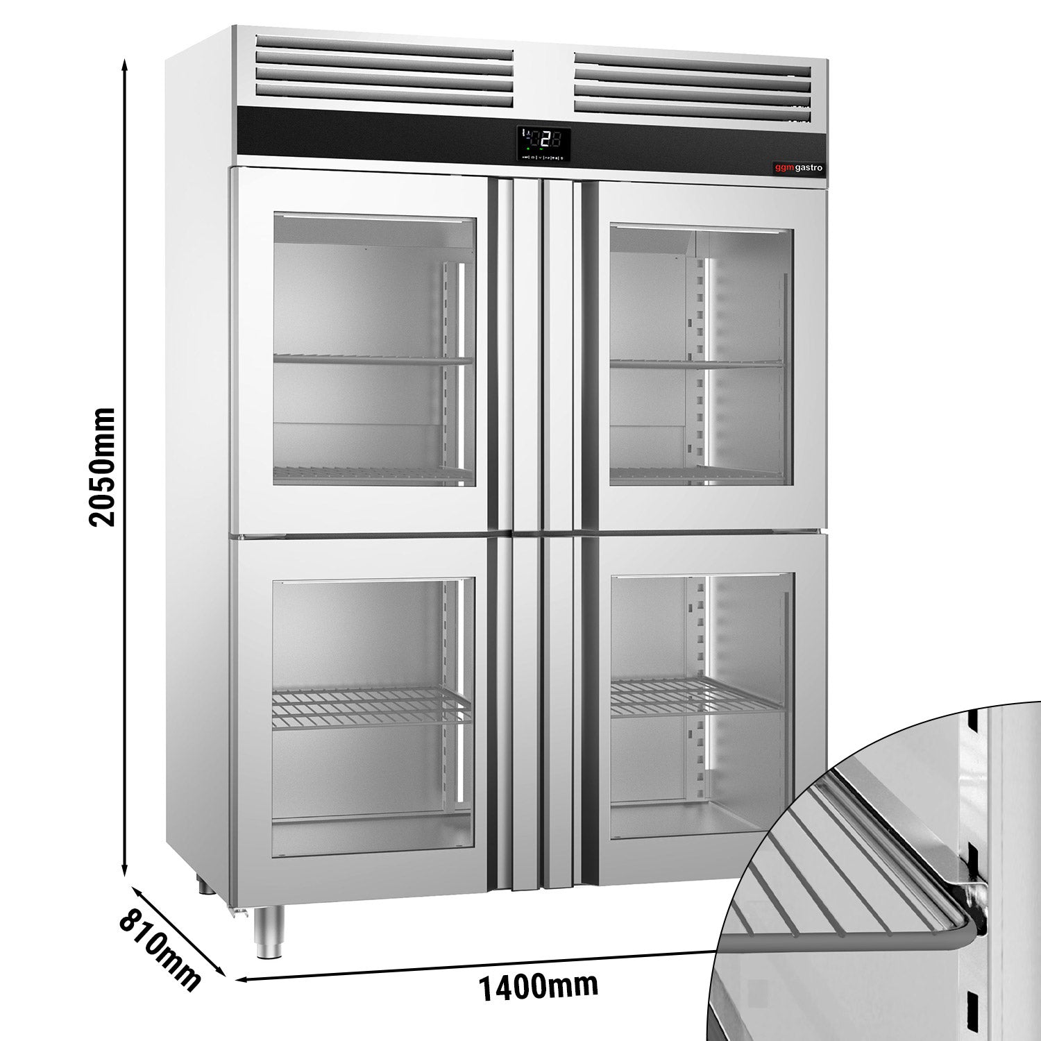 Хладилник 1,4 х 0.81м с 4 стъклени врати