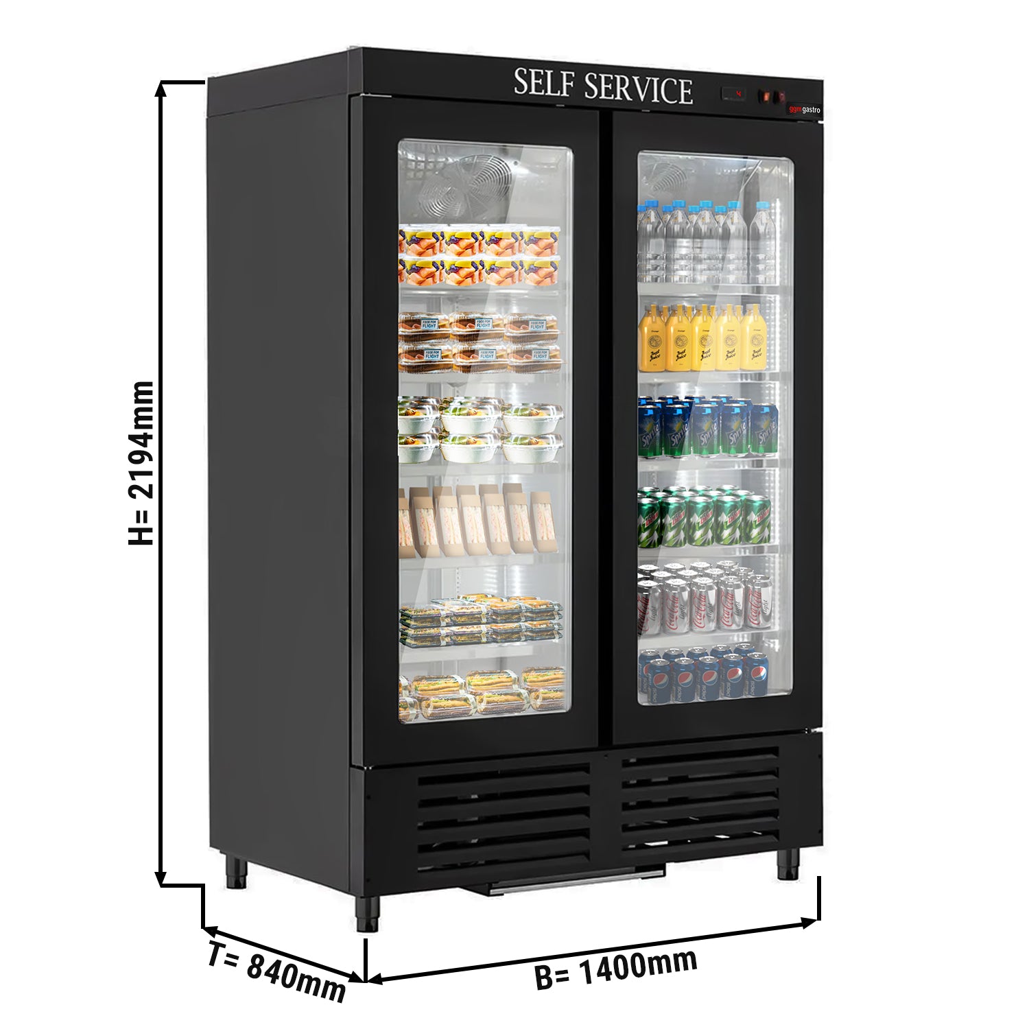 Хладилник - самообслужване - 1,4 x 0,84 м - с 5 рафта