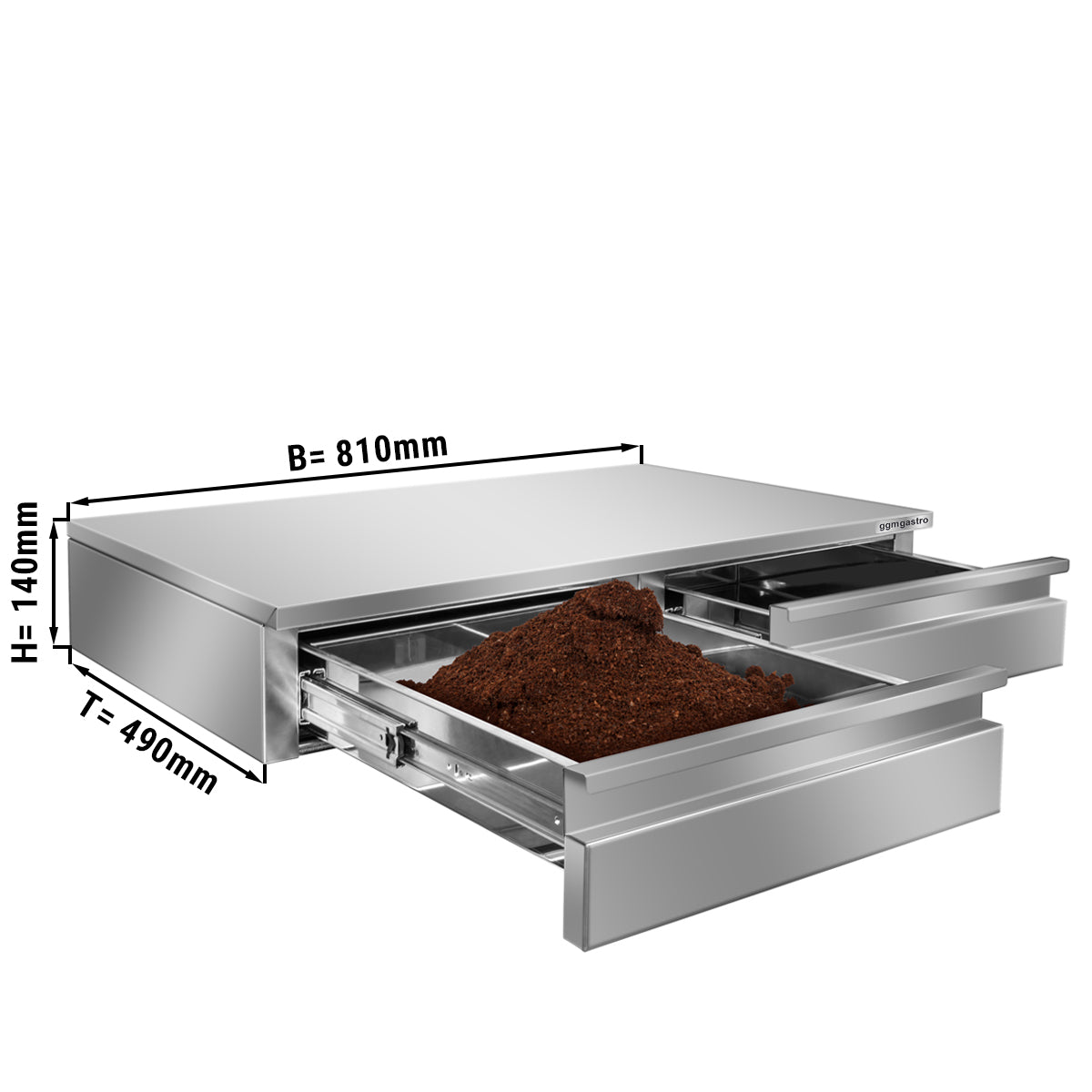 Coffee grounds drawer - double - 0.81 x 0.49 x 0.14 m