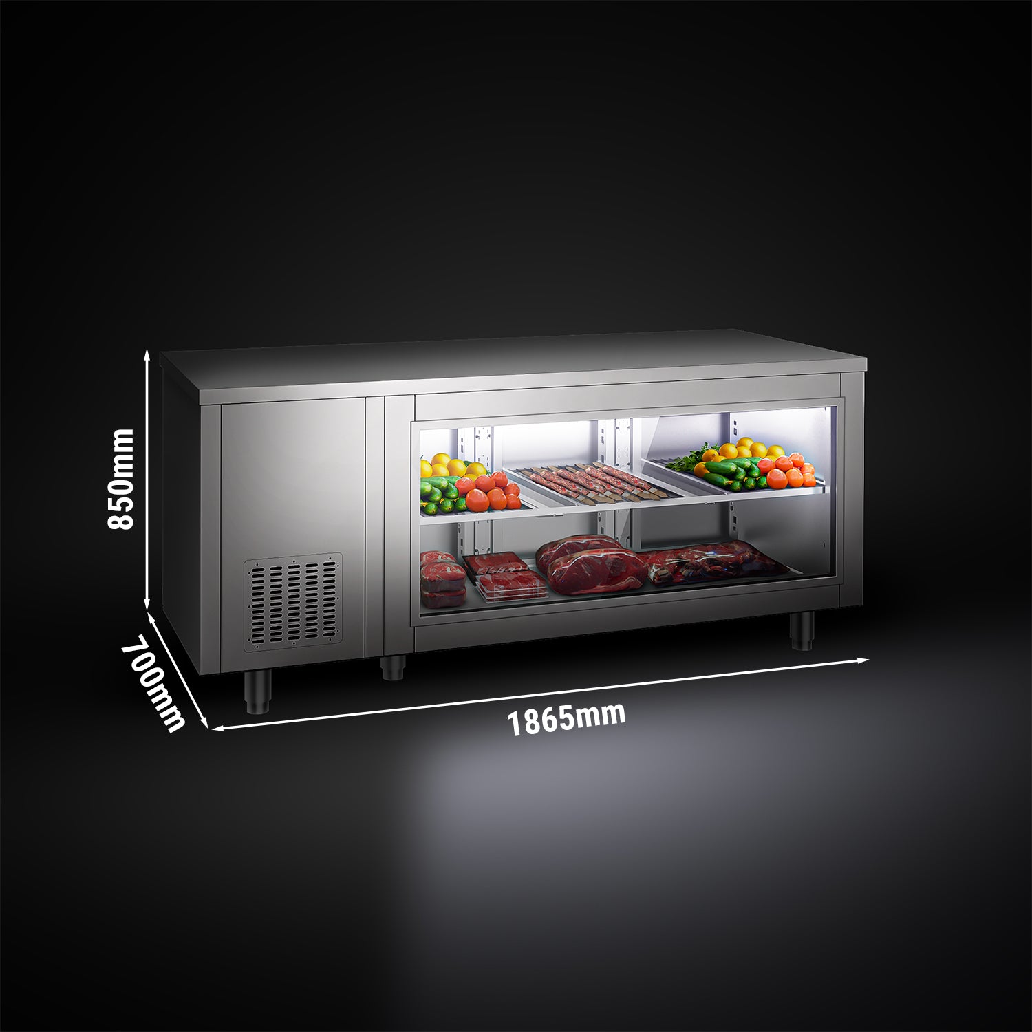 Refrigerated table with glass front - 1.8 x 0.7 m