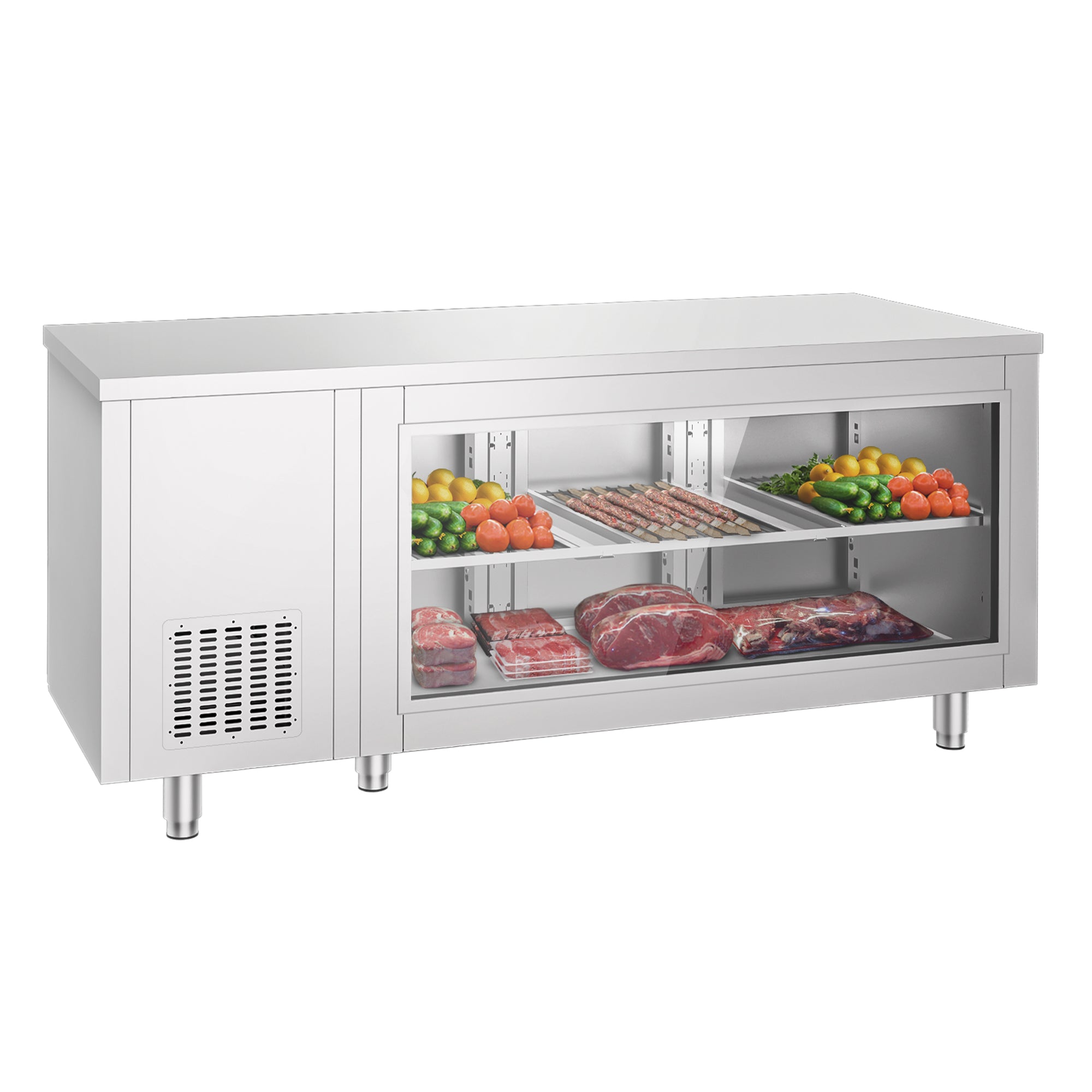 Refrigerated table with glass front - 1.8 x 0.7 m