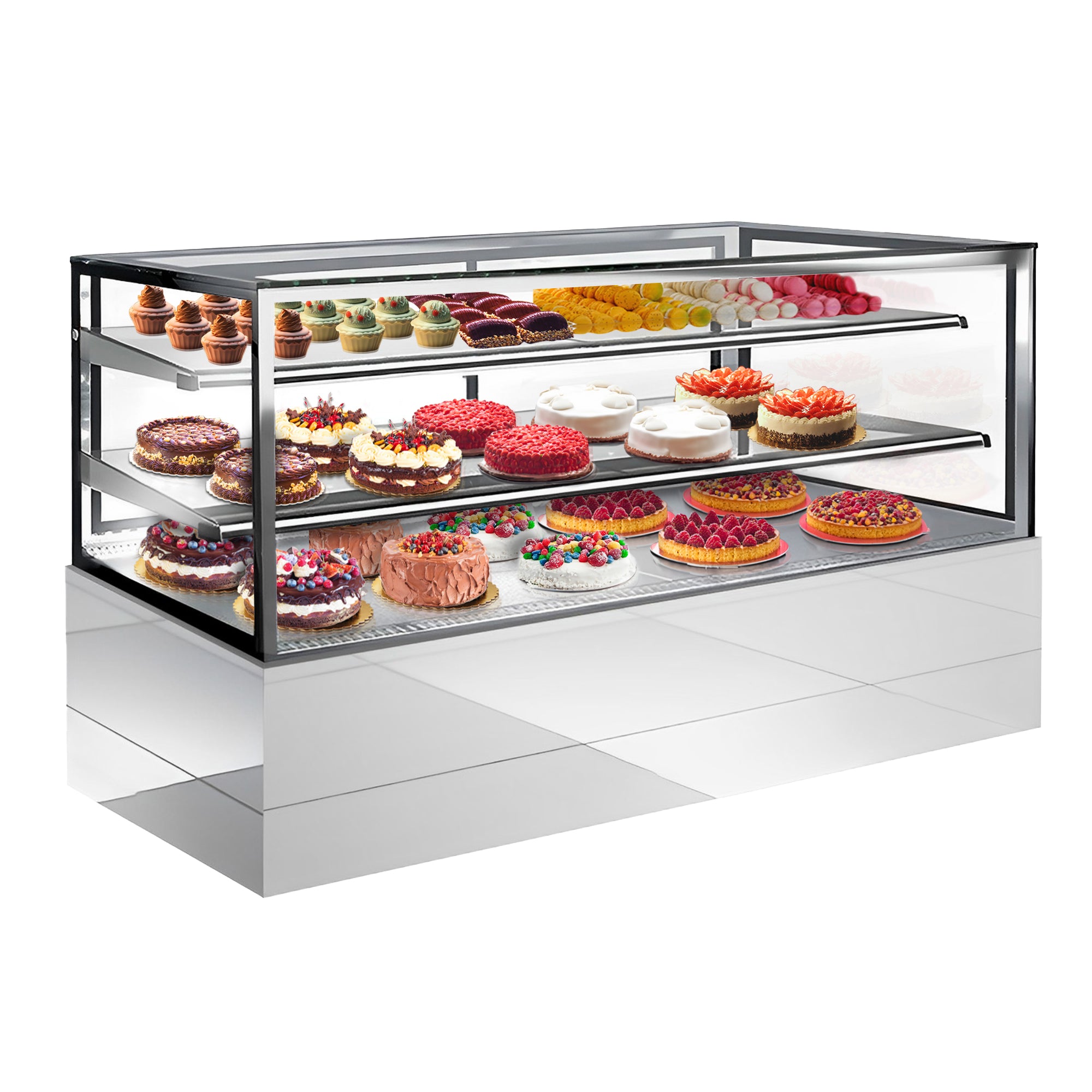 Хладилник за торти 1,8 м - 2 рафта - квадратно предно стъкло (LED)
