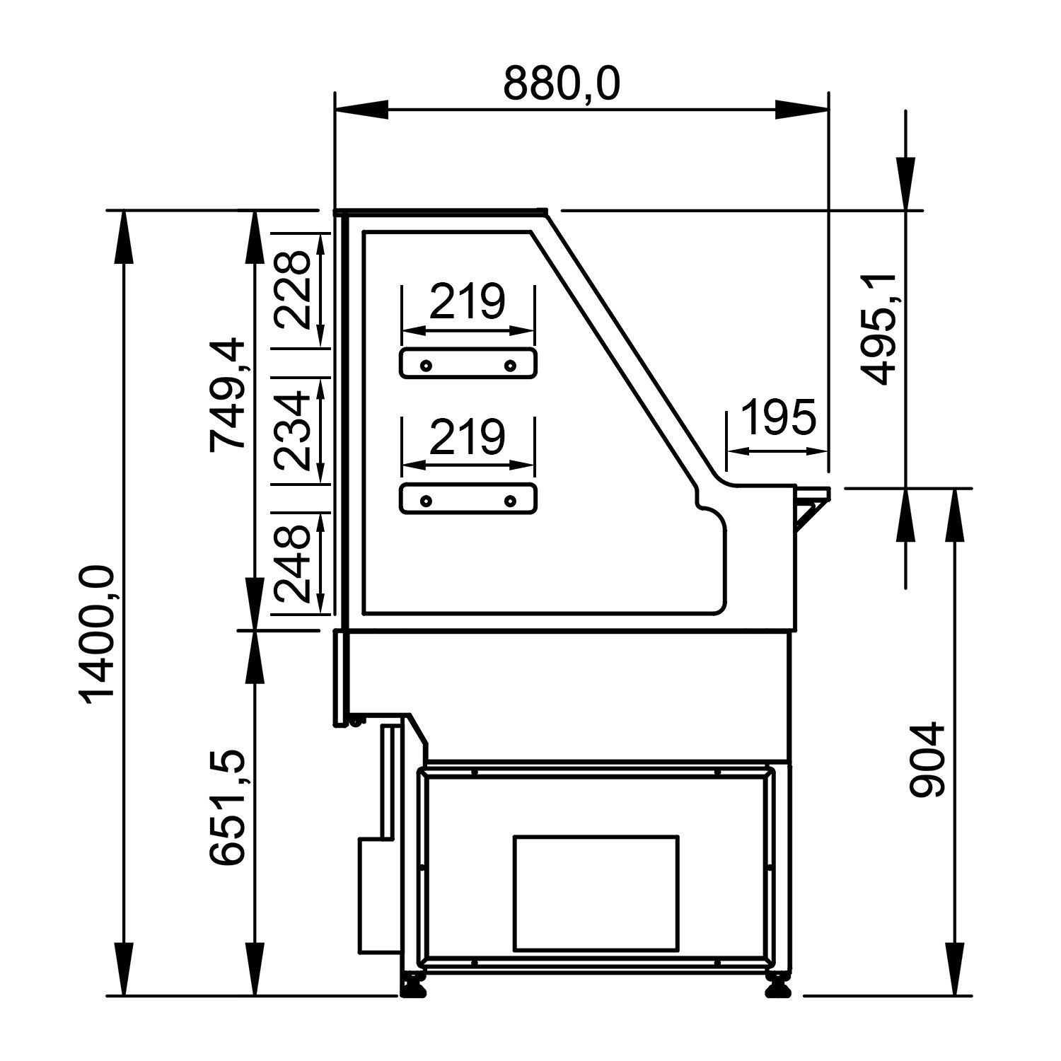 Cold counter - 1.0 m