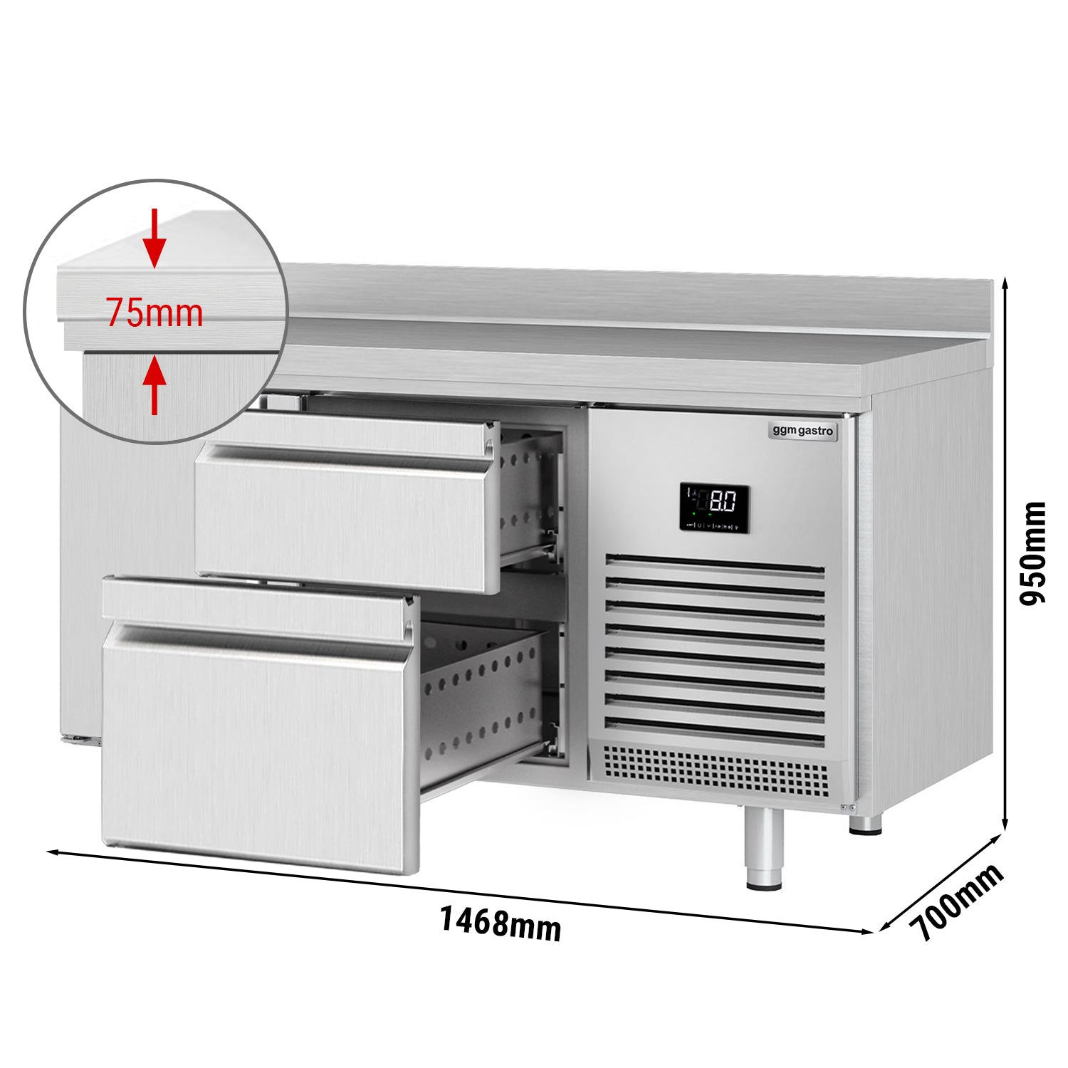 Refrigerator table (GN) - with 1 door and 2 drawers 2/3 and 1/3