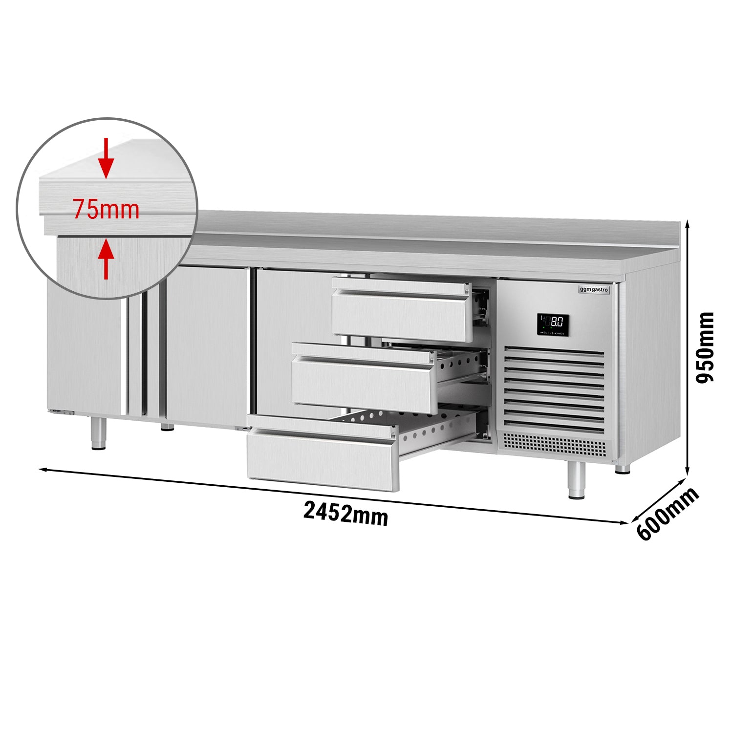 Refrigerator table - with 3 doors and 3 drawers 1/3