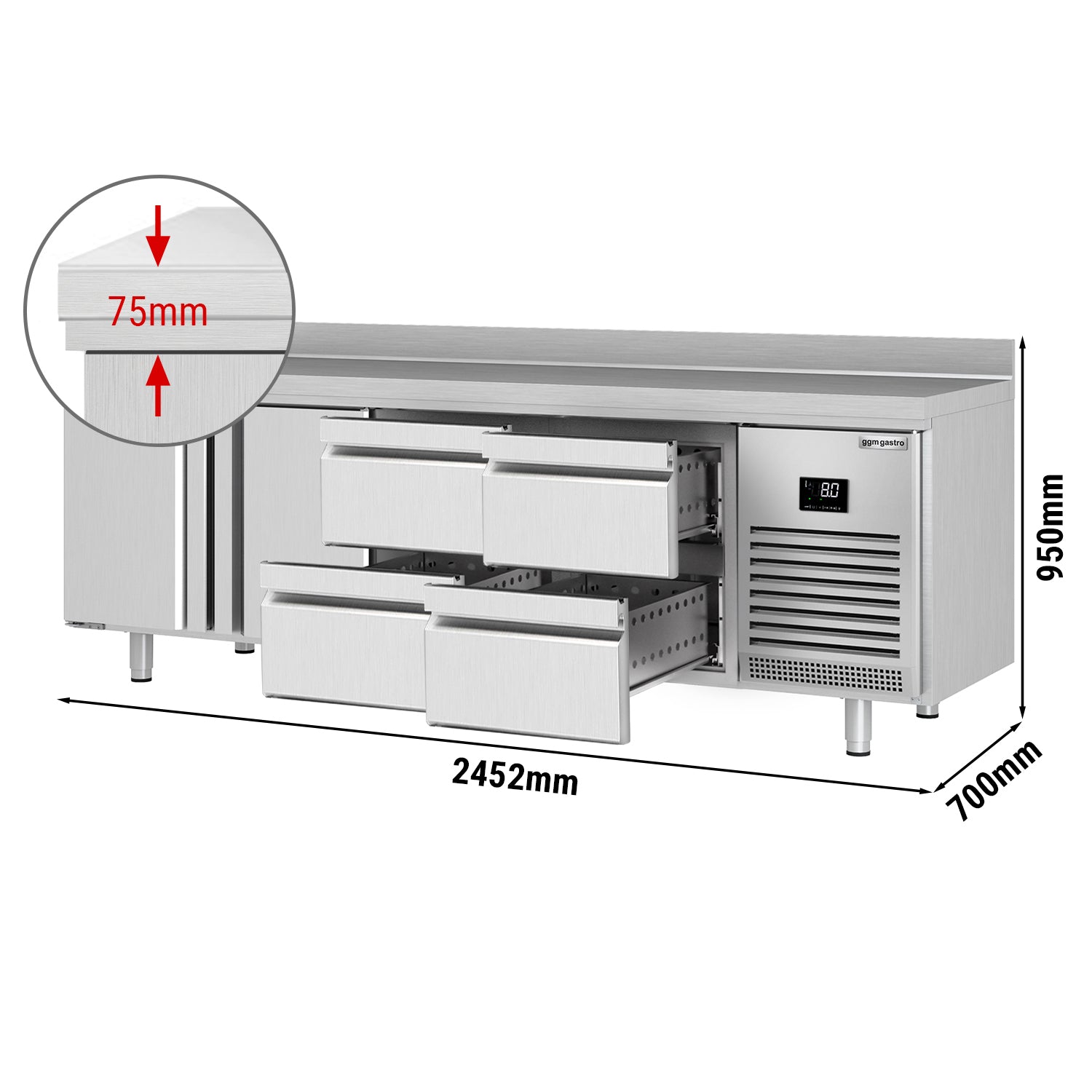 Refrigerator table (GN) - with 2 doors and 4 drawers 1/2