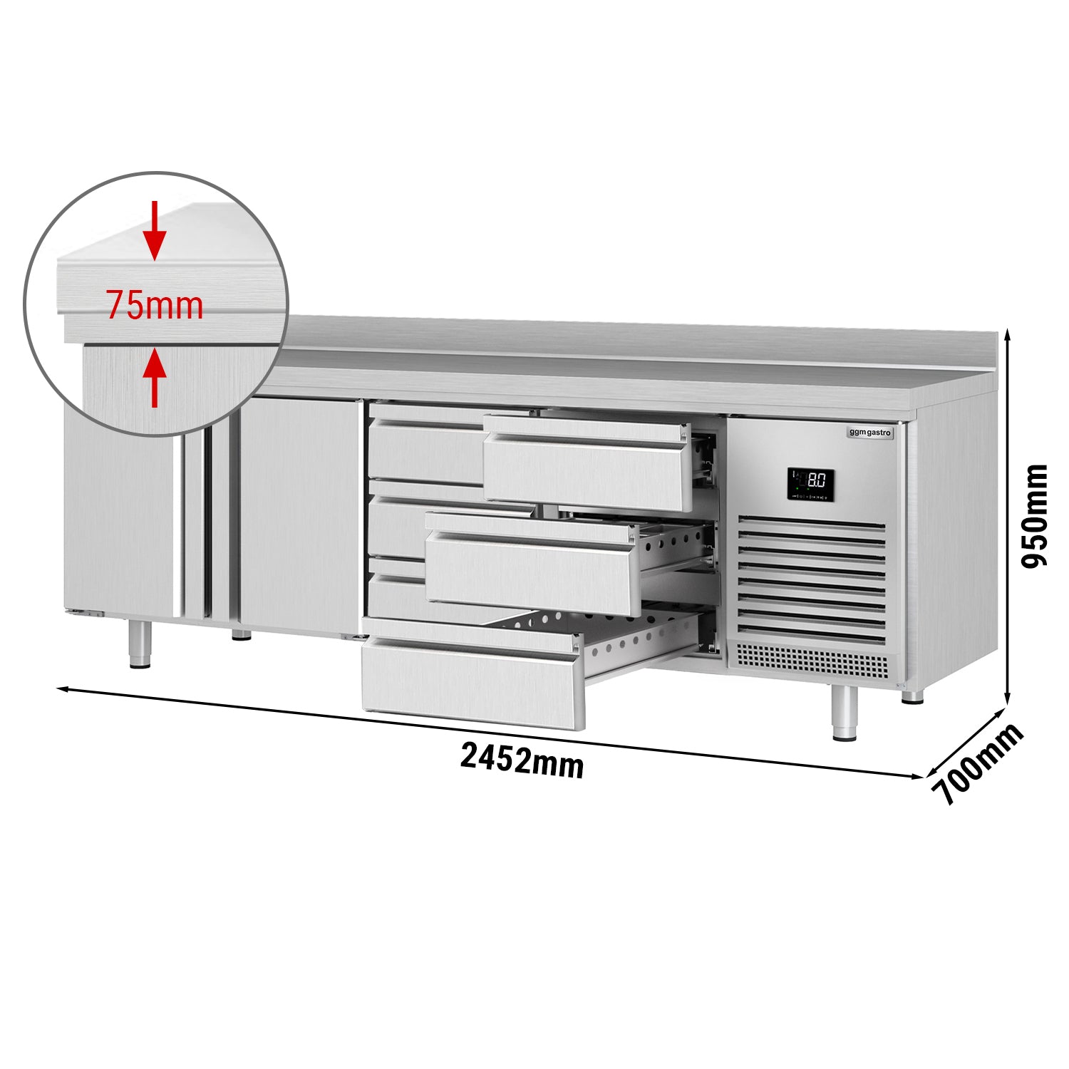 Refrigerator table (GN) - with 2 doors and 6 drawers 1/3